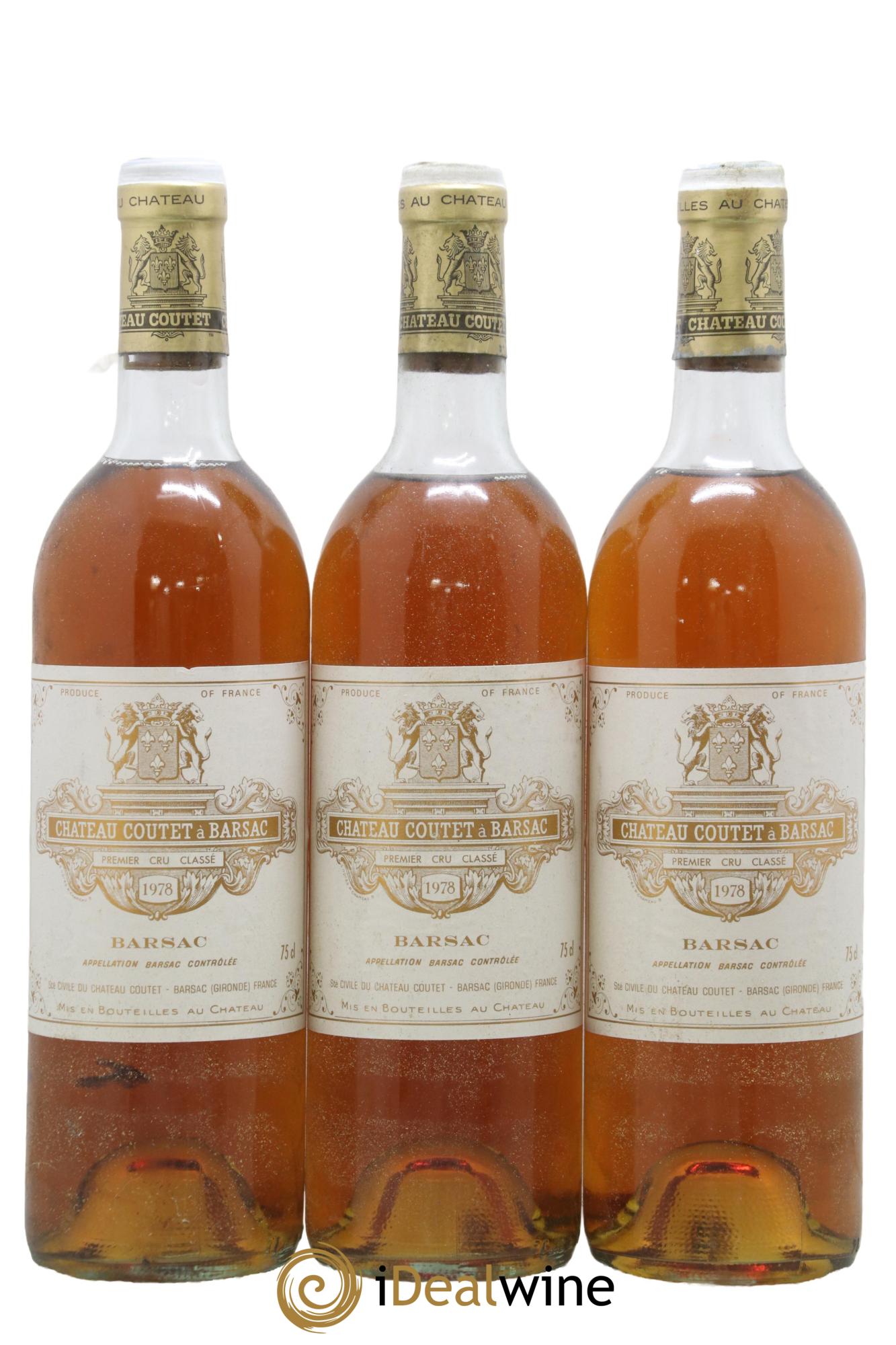 Château Coutet 1er Grand Cru Classé 1978 - Lotto di 3 bottiglie - 0