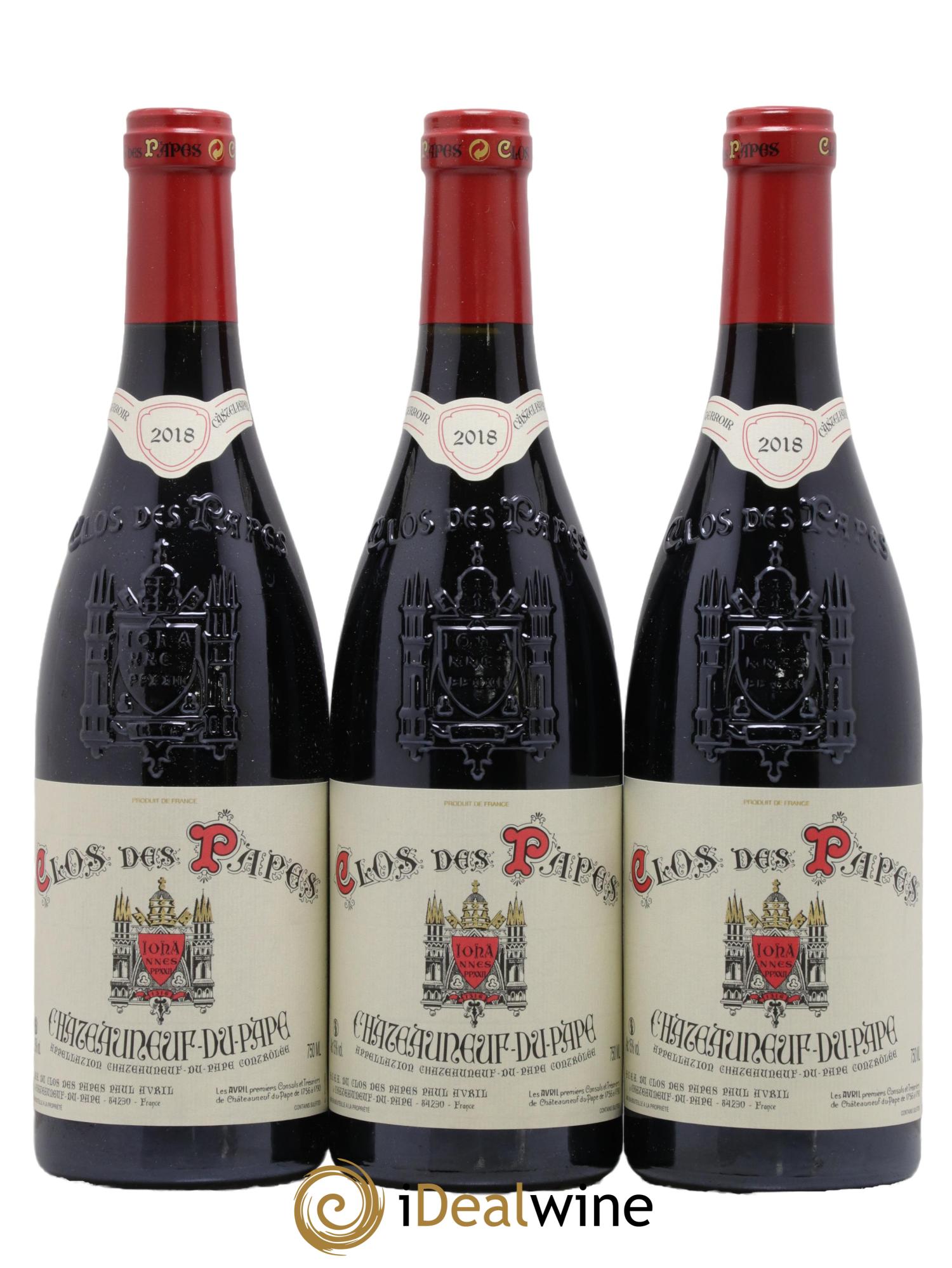 Châteauneuf-du-Pape Clos des Papes - Paul Avril 2018 - Lot de 3 bouteilles - 0