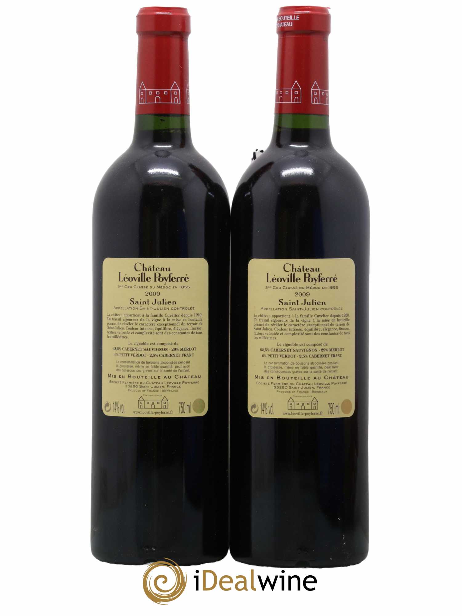 Château Léoville Poyferré 2ème Grand Cru Classé 2009 - Lot of 2 bottles - 1