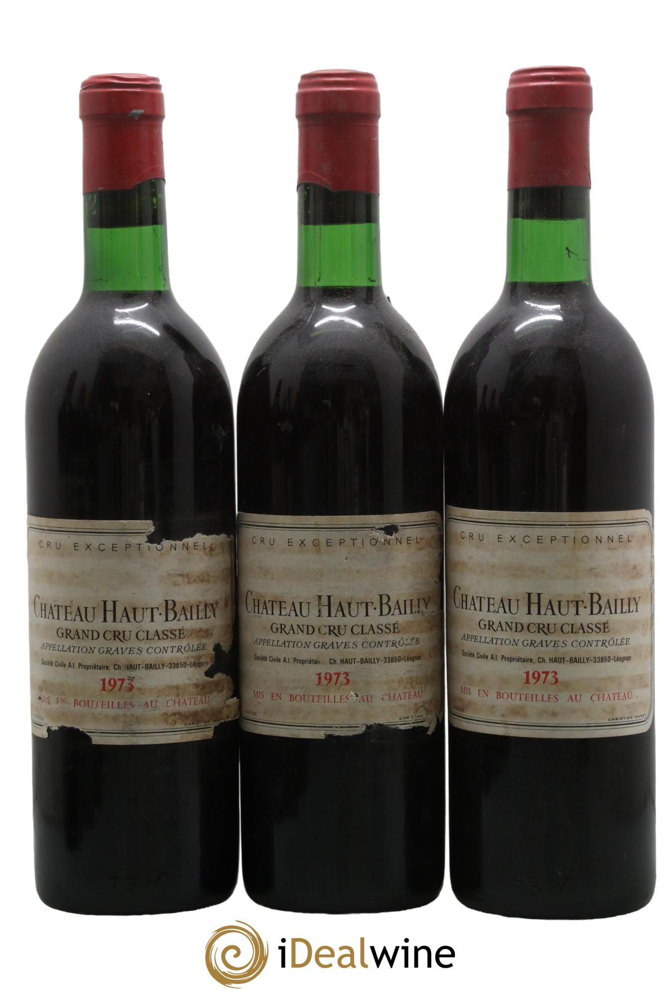 Château Haut-Bailly Cru Classé de Graves 1973 - Lot de 3 bouteilles - 0
