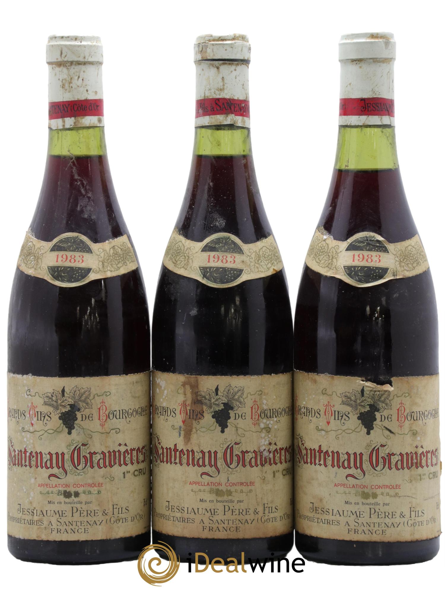 Santenay 1er Cru Gravières Jessiaume 1983 - Lot de 3 bouteilles - 0