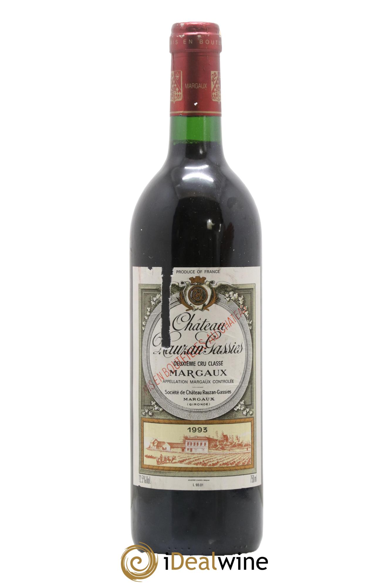 Château Rauzan-Gassies 2ème Grand Cru Classé 1993 - Lot de 1 bouteille - 0