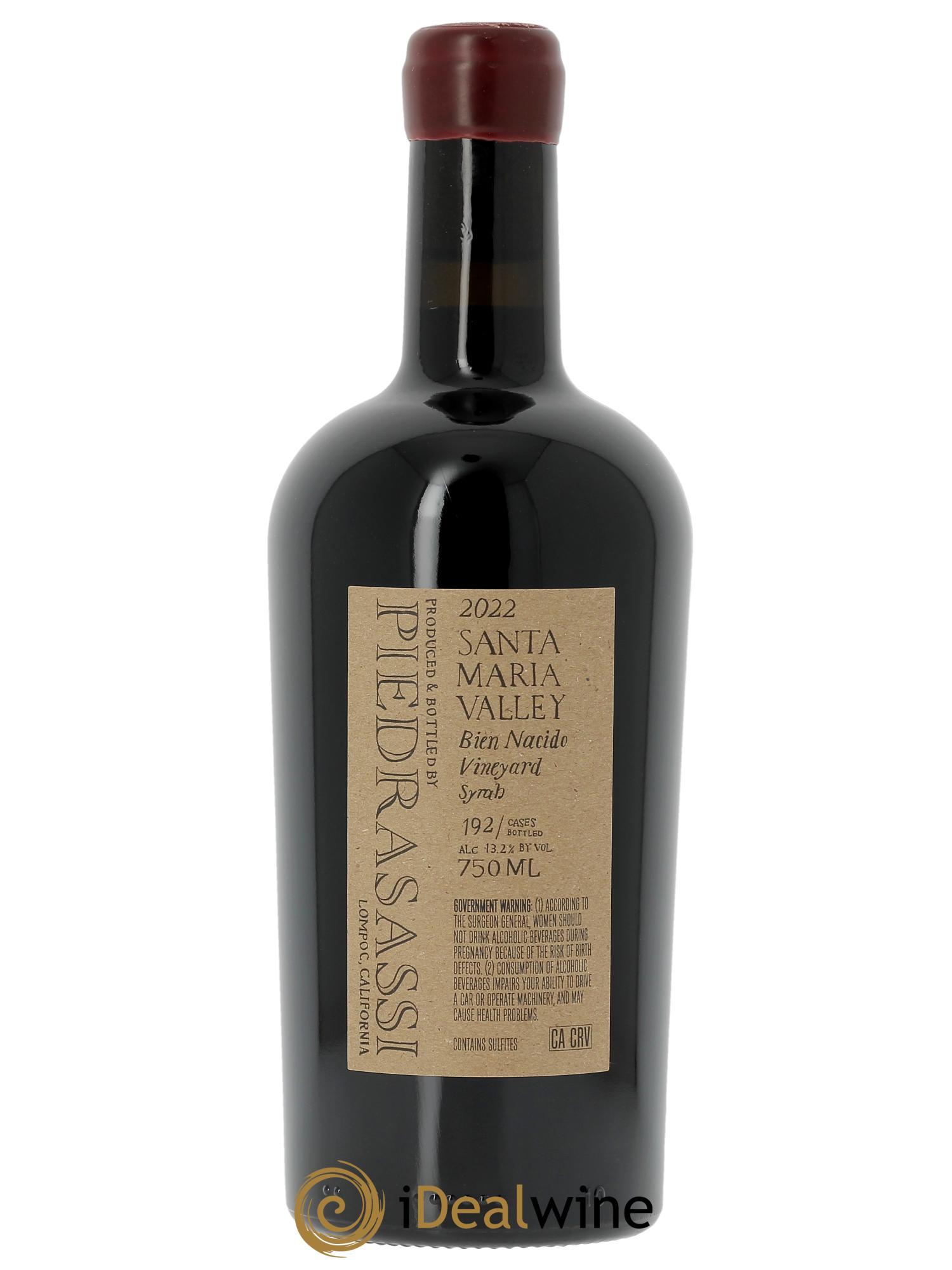 Santa Maria Valley Piedrasassi Bien Nacido Syrah Sashi Moorman  2022 - Lot de 1 bouteille - 1