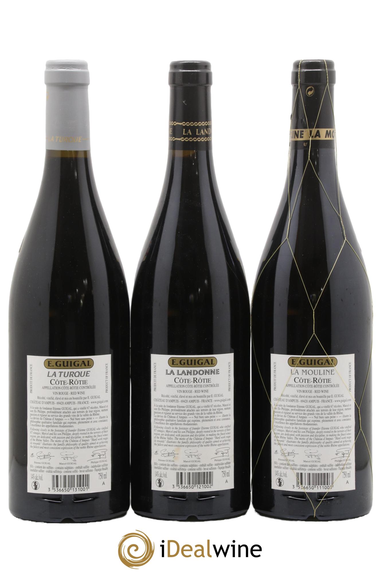 Côte-Rôtie Guigal Trilogie La Turque - La Landonne - La Mouline 2015 - Lot of 3 bottles - 1