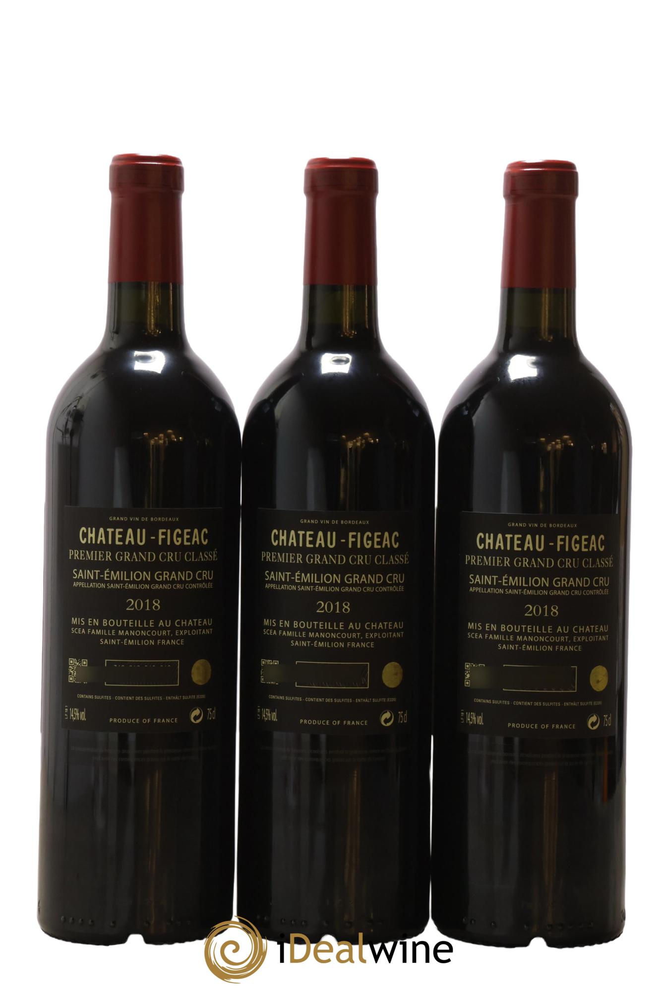 Château Figeac 1er Grand Cru Classé A 2018 - Lot de 3 bouteilles - 1