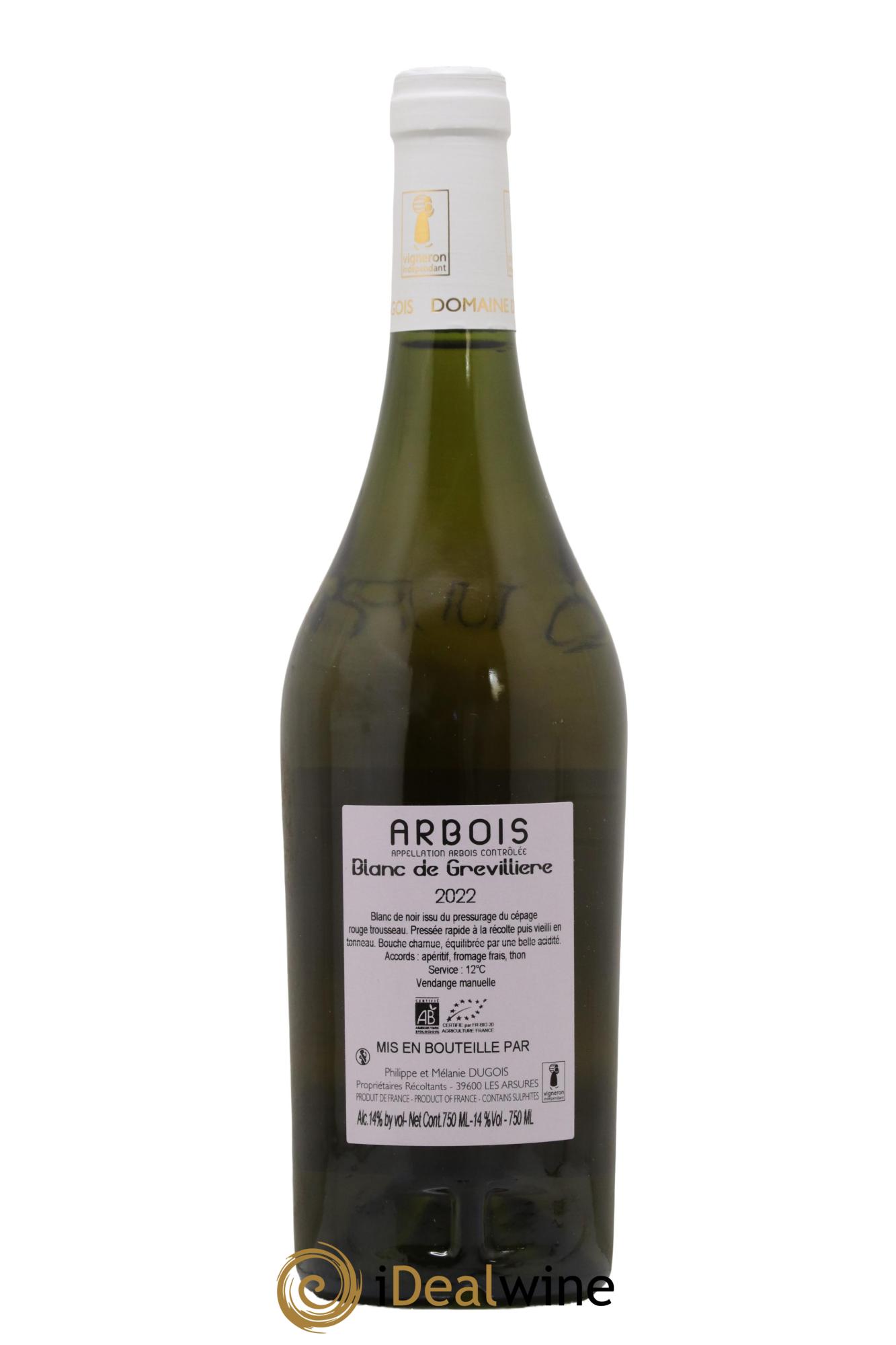 Côtes du Jura Domaine Dugois Blanc de Grevillière 2022 - Lotto di 1 bottiglia - 1