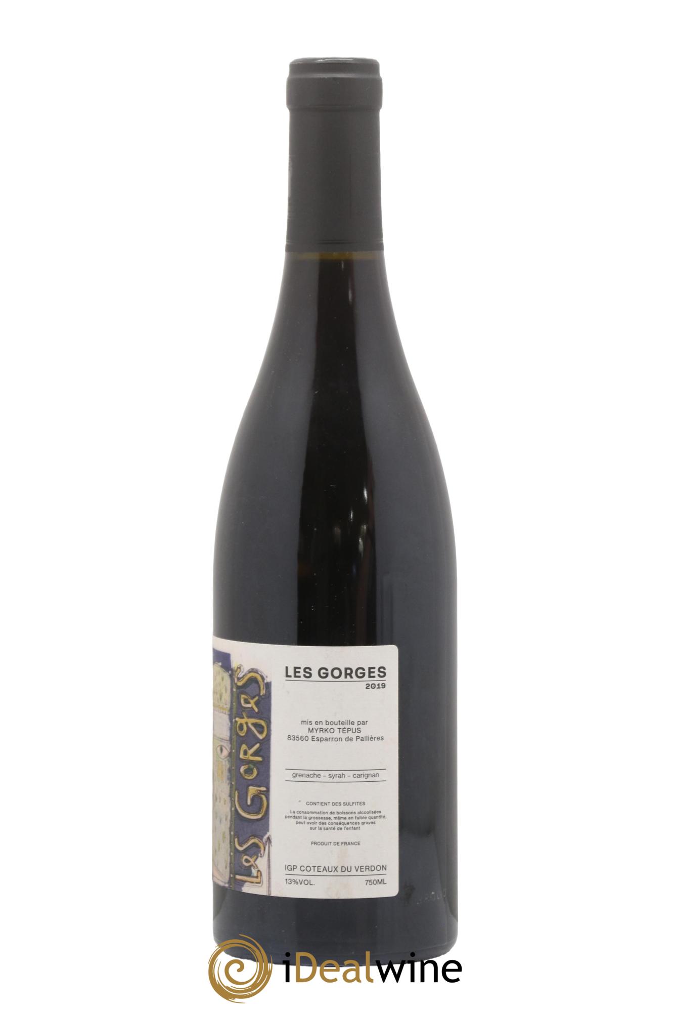 Rhône IGP Coteaux du Verdon Les Gorges Domaine Myrko Tepus 2019 - Lot de 1 bouteille - 1