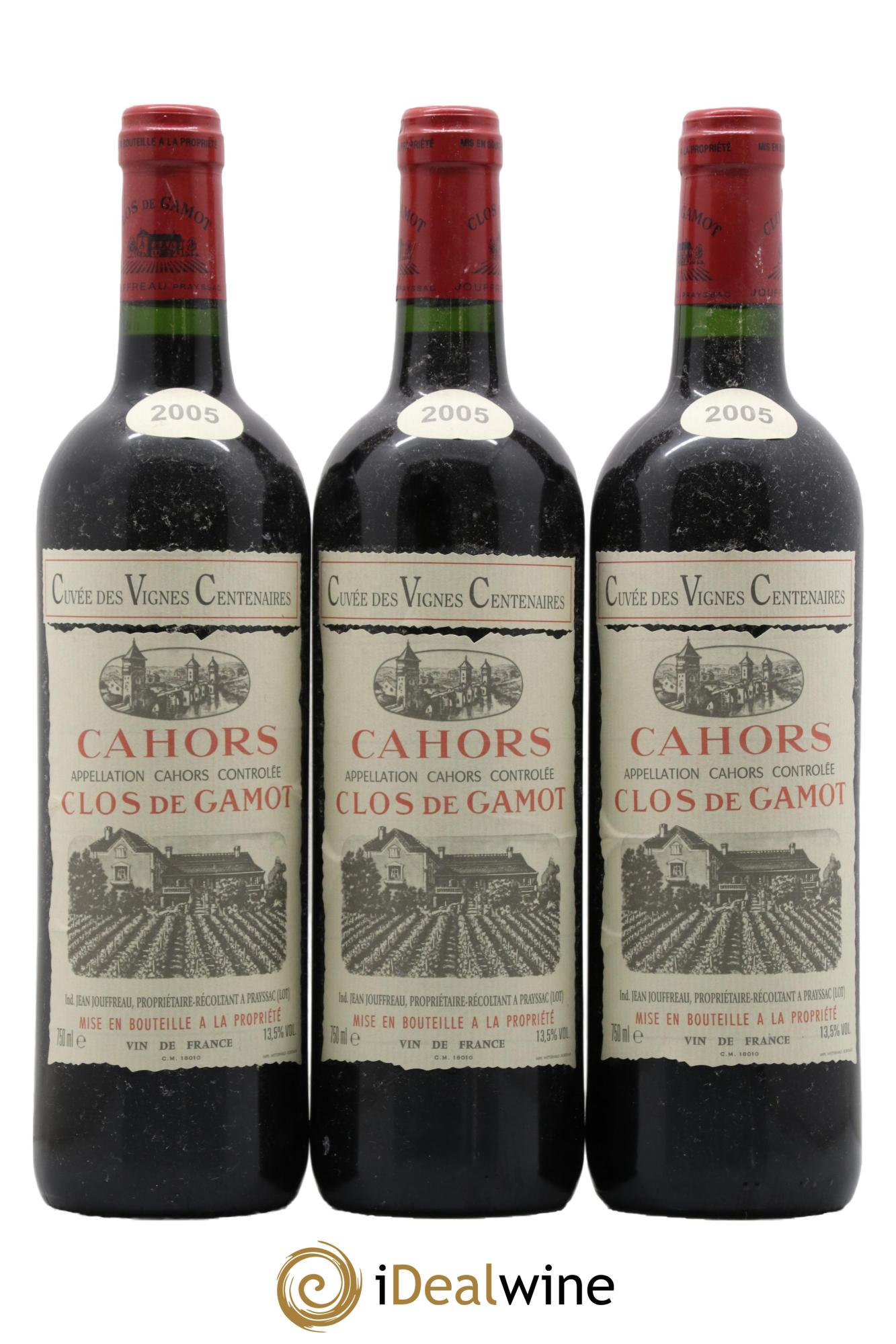 Cahors Clos de Gamot Cuvée des Vignes Centenaires 2005 - Lot de 3 bouteilles - 0