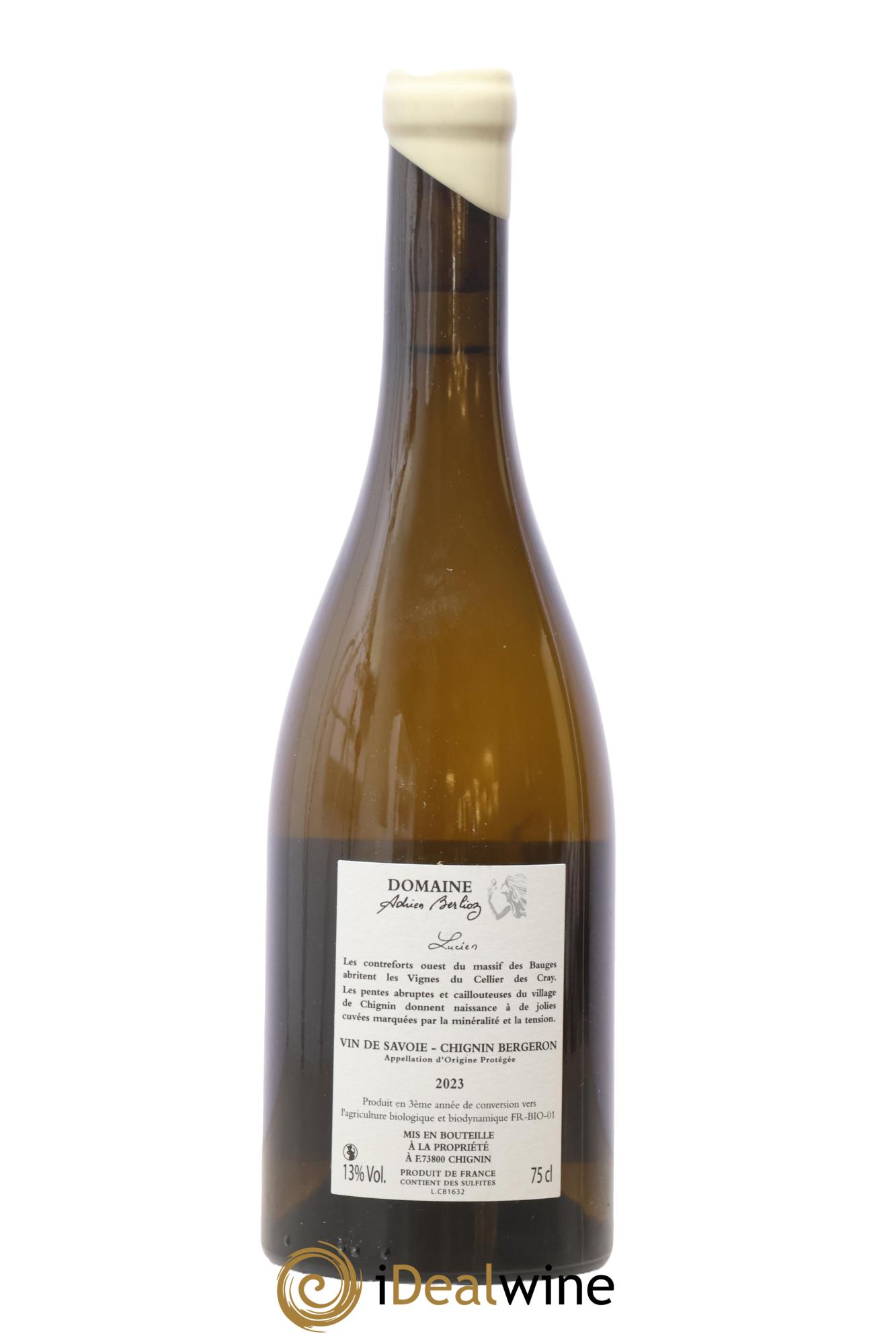 Vin de Savoie Chignin-Bergeron Lucien Adrien Berlioz 2023 - Lot de 1 bouteille - 1