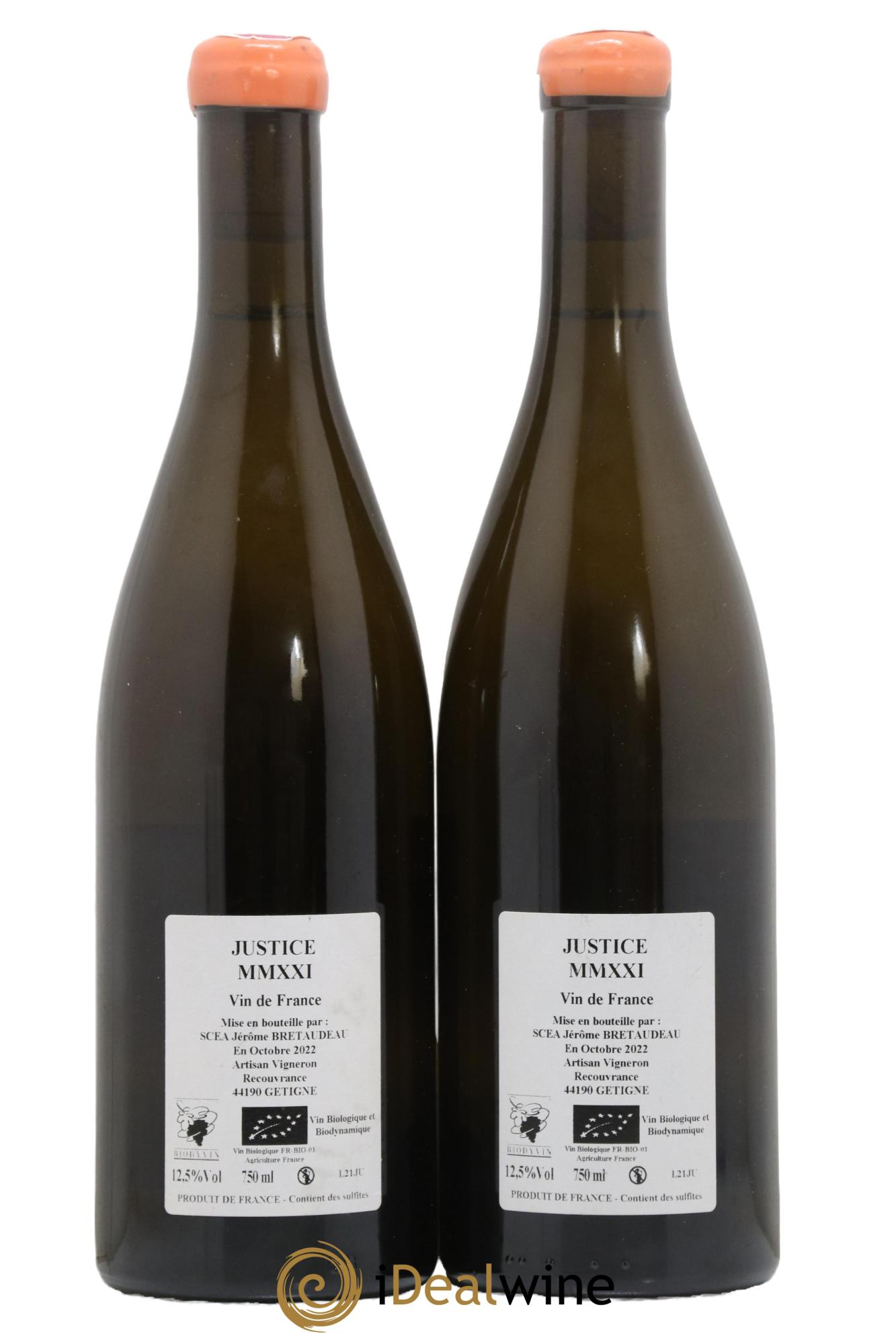Vin de France La Justice Jérôme Bretaudeau - Domaine de Bellevue 2021 - Lot de 2 bouteilles - 1