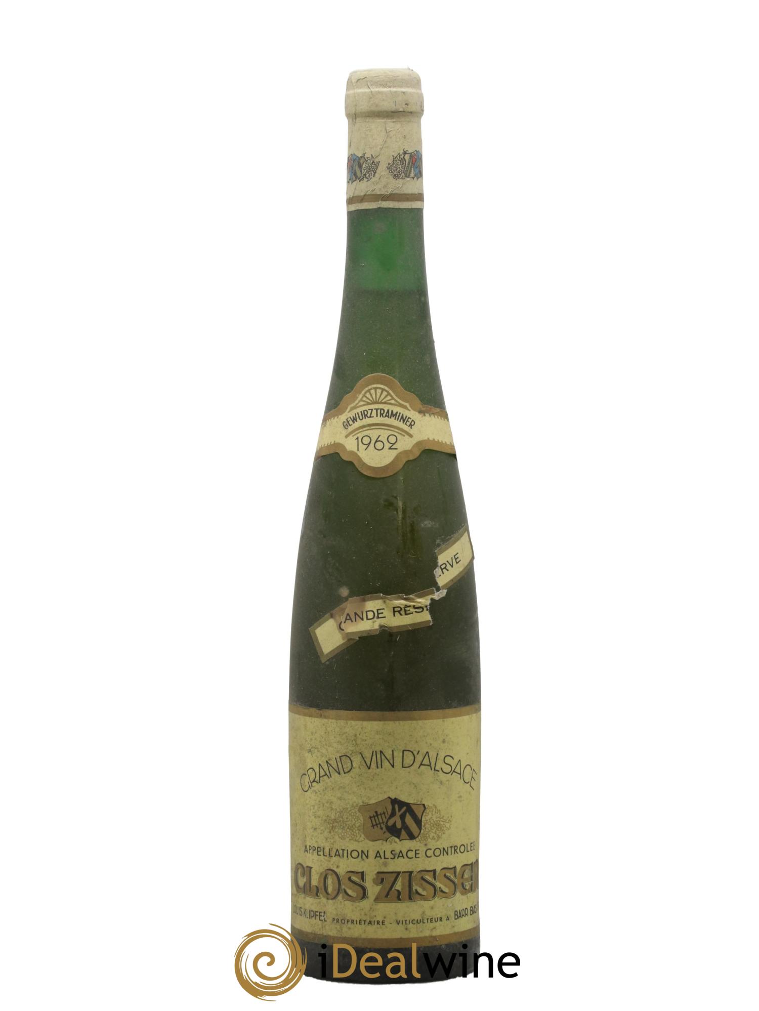Alsace Gewurztraminer Grande Réserve Clos Zisser Domaine Louis Klipfel 1962 - Lot de 1 bouteille - 0