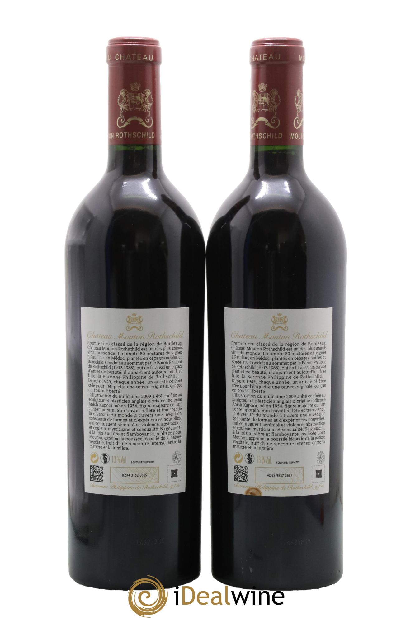 Château Mouton Rothschild 1er Grand Cru Classé 2009 - Lot de 2 bouteilles - 1