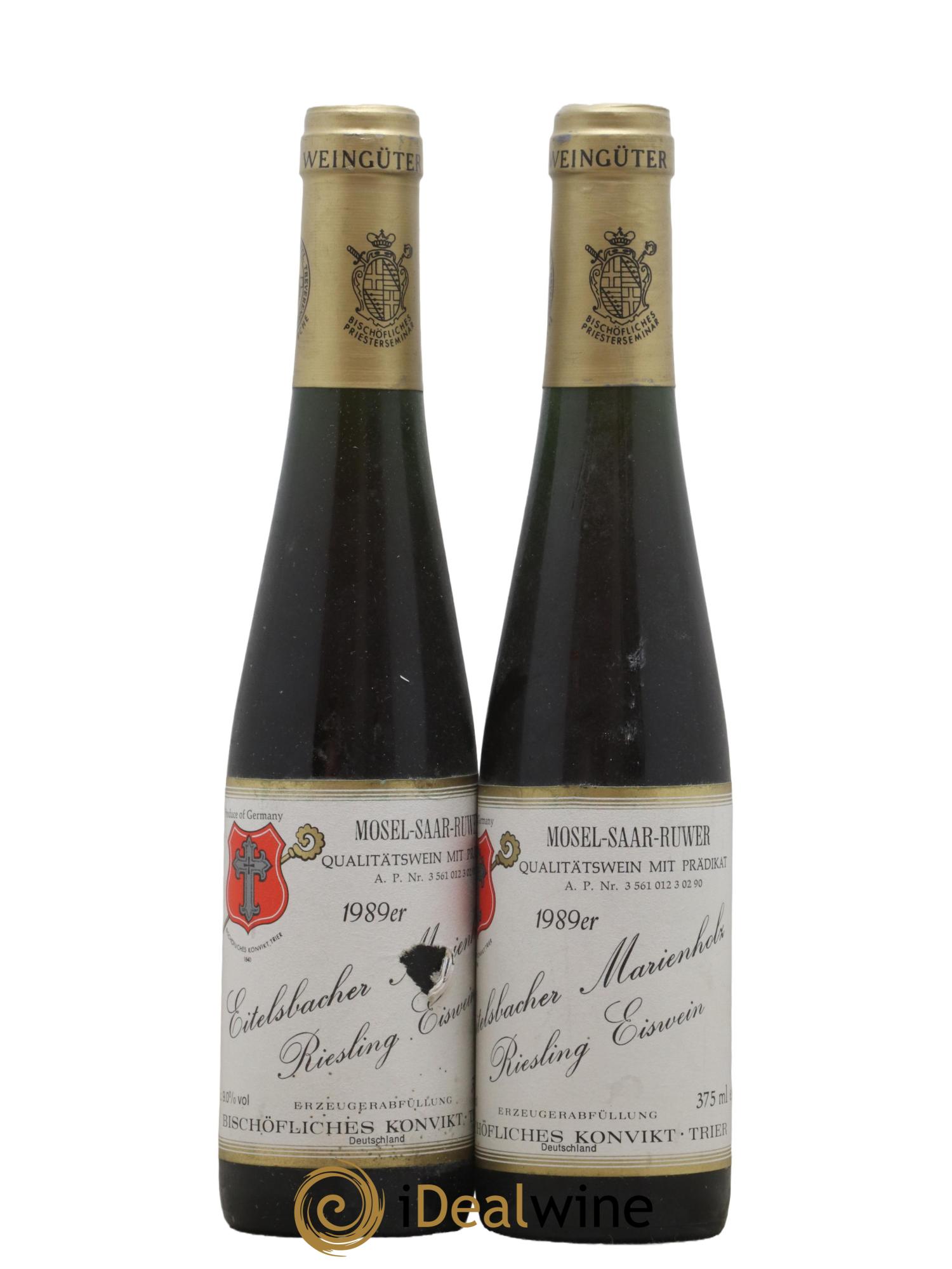 Riesling-Eiswein Bischofliches Konvikt Trier Eitelsbacher Marienholz 1989 - Posten von 2 Demi-Flaschen - 0