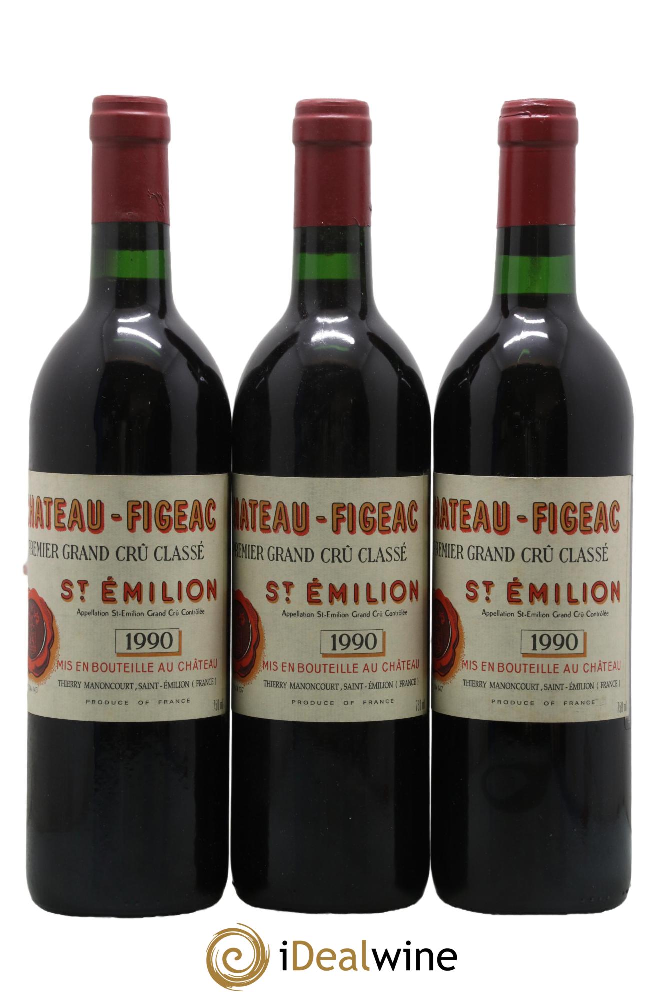 Château Figeac 1er Grand Cru Classé A 1990 - Lotto di 3 bottiglie - 0