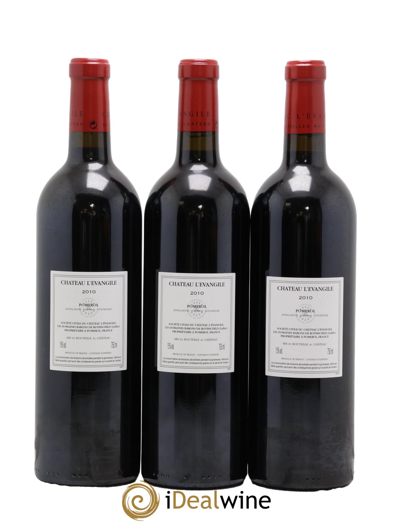 Château l' Évangile 2010 - Lot of 3 bottles - 1
