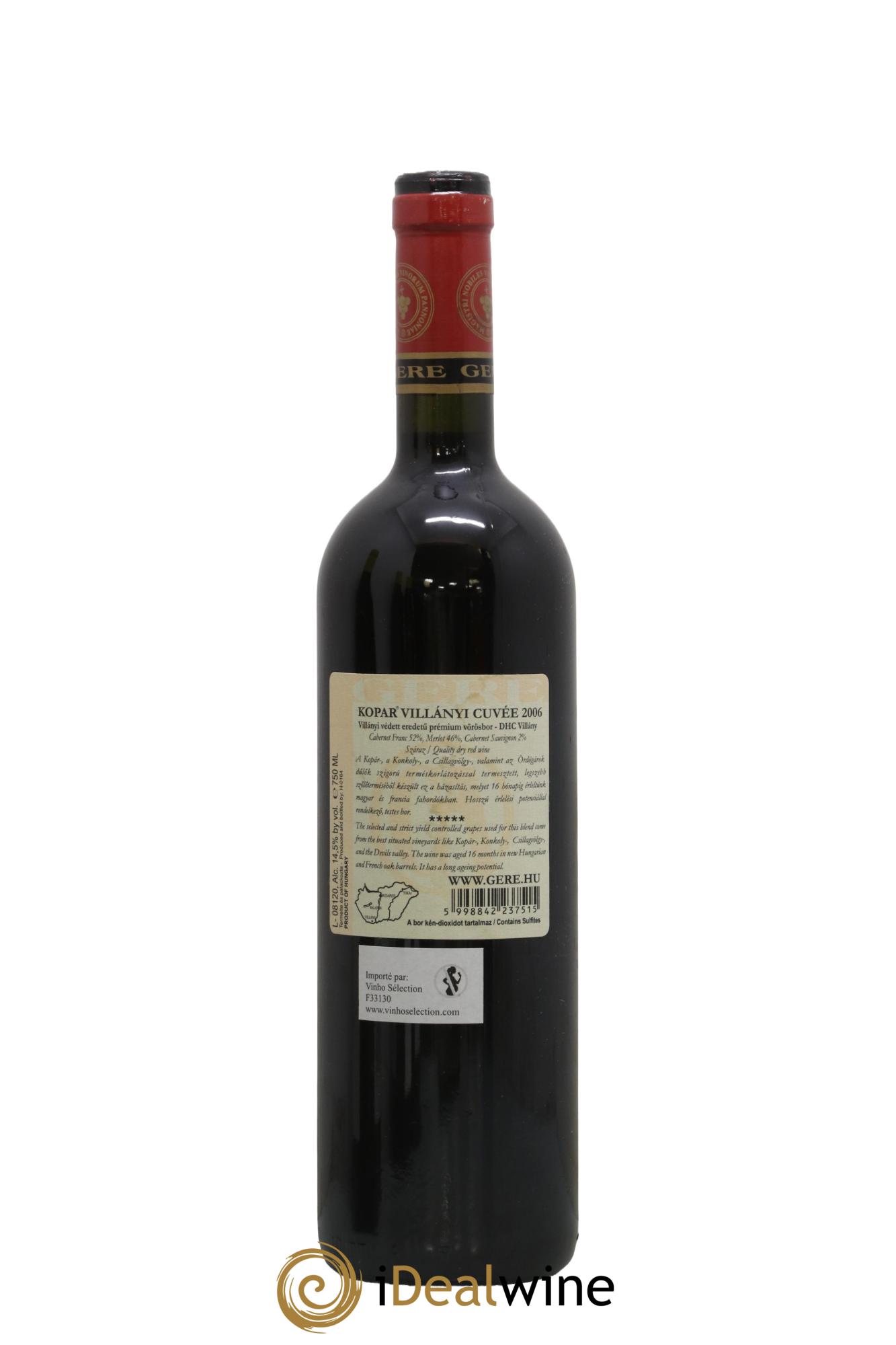 Villaniy-Siklos Kopar Gere Attila 2006 - Lot de 1 bouteille - 1