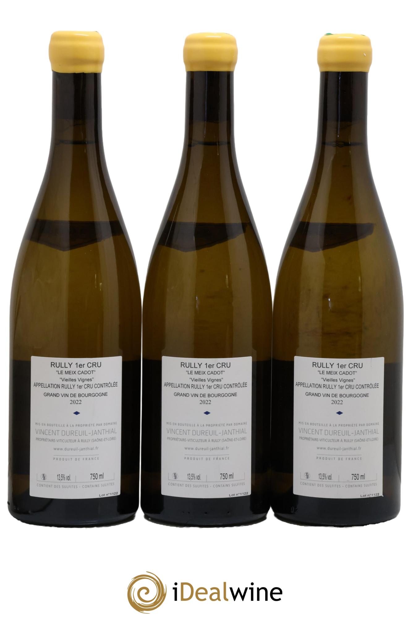Rully 1er Cru Le Meix Cadot Vieilles Vignes Vincent Dureuil-Janthial 2022 - Posten von 3 Flaschen - 1