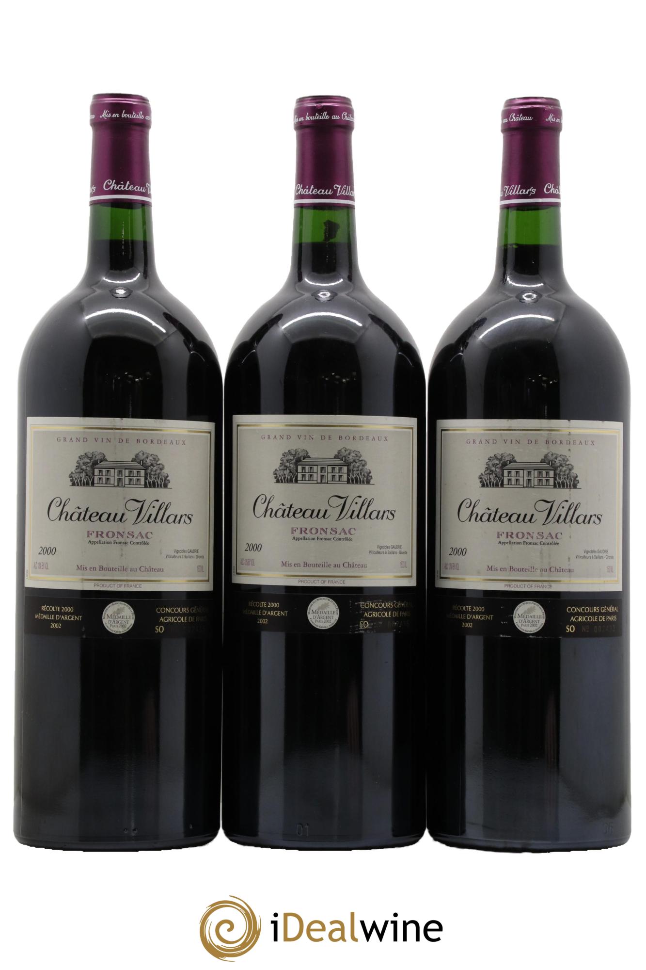 Fronsac Château Villars 2000 - Lot de 3 magnums - 0
