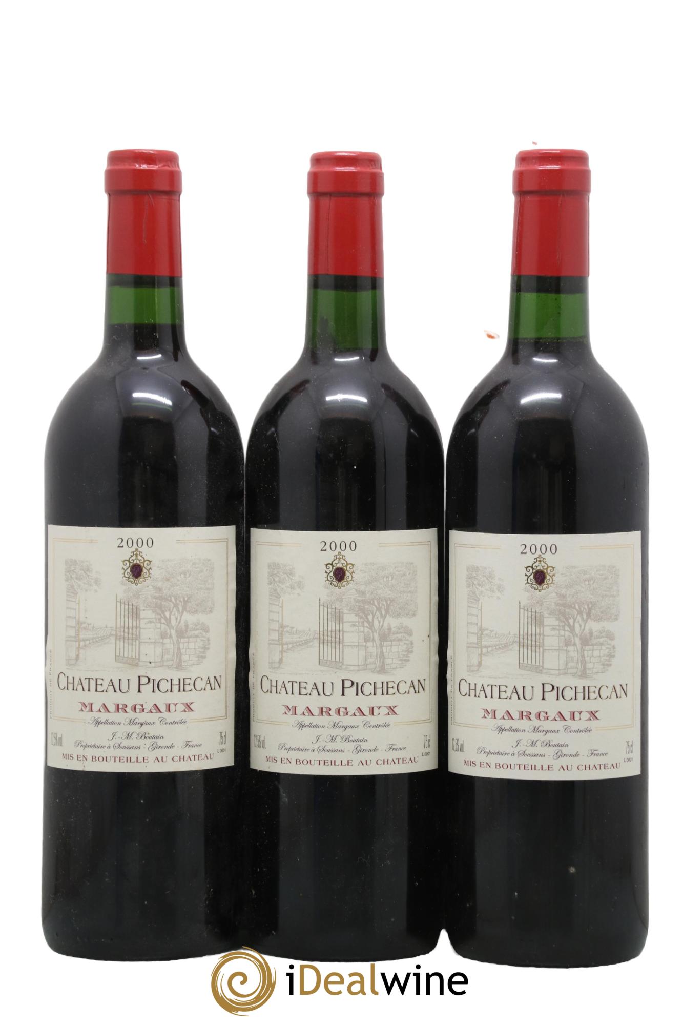 Margaux Château Pichecan 2000 - Lot de 3 bouteilles - 0