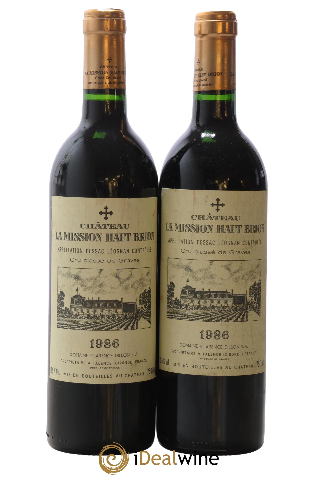 Château la Mission Haut-Brion Cru Classé de Graves 1986 - Lot de 2 bouteilles - 0