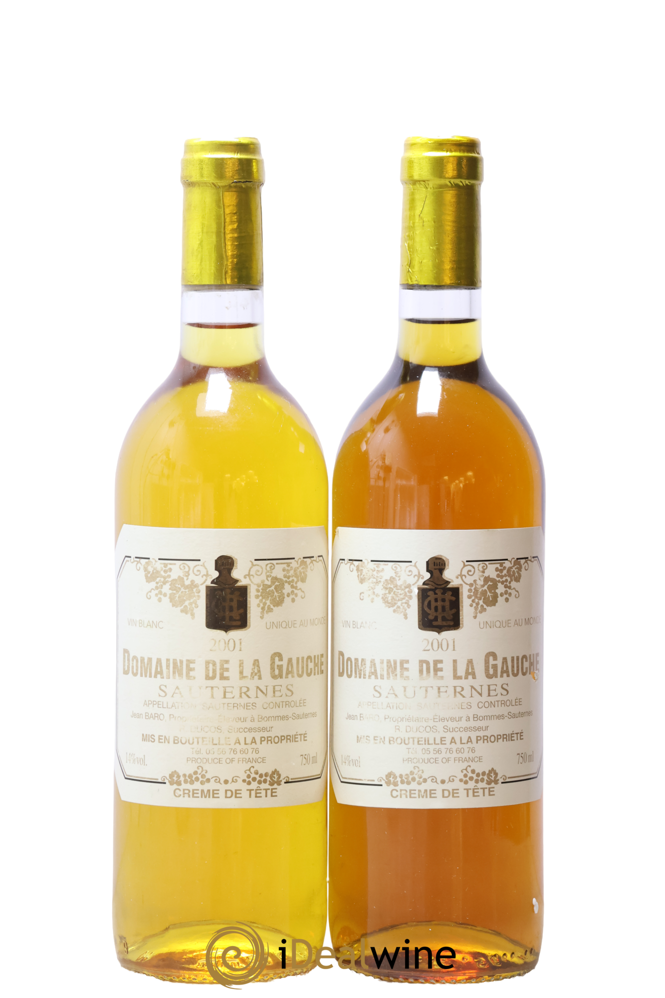 Sauternes Creme de tete Domaine de la Gauche 2001 - Lot de 2 bouteilles - 0