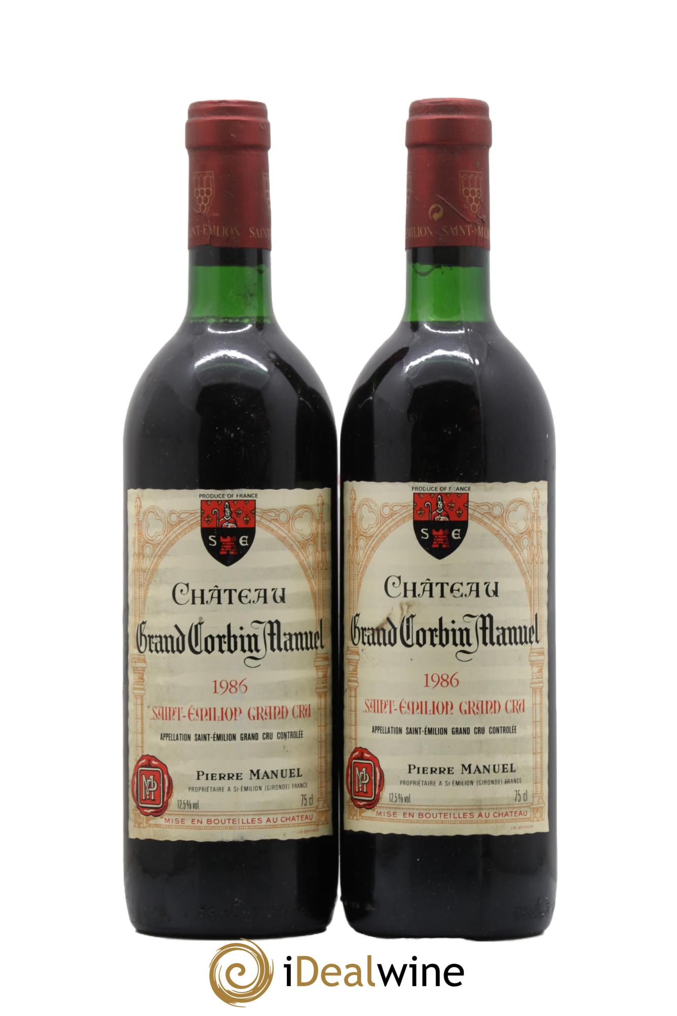 Château Grand Corbin Manuel 1986 - Lot de 2 bouteilles - 0