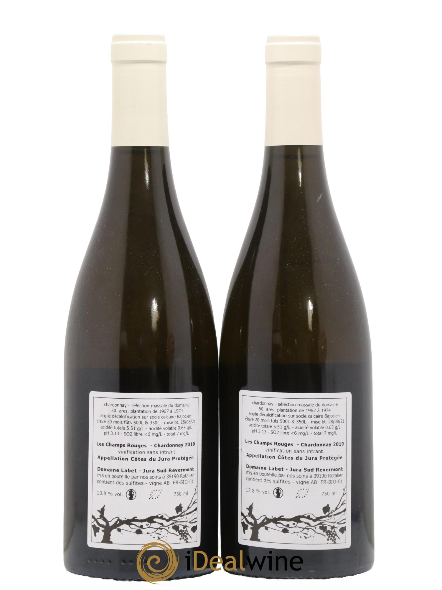 Côtes du Jura Chardonnay Les Champs Rouges Romain - Julien - Charline Labet 2019 - Lot de 2 bouteilles - 1