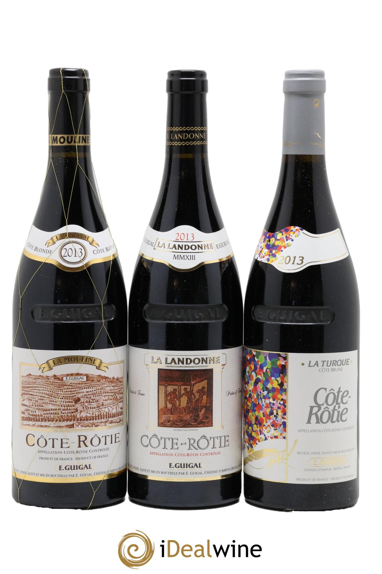 Côte-Rôtie Guigal Trilogie La Turque - La Landonne - La Mouline 2013 - Lot of 3 bottles - 0