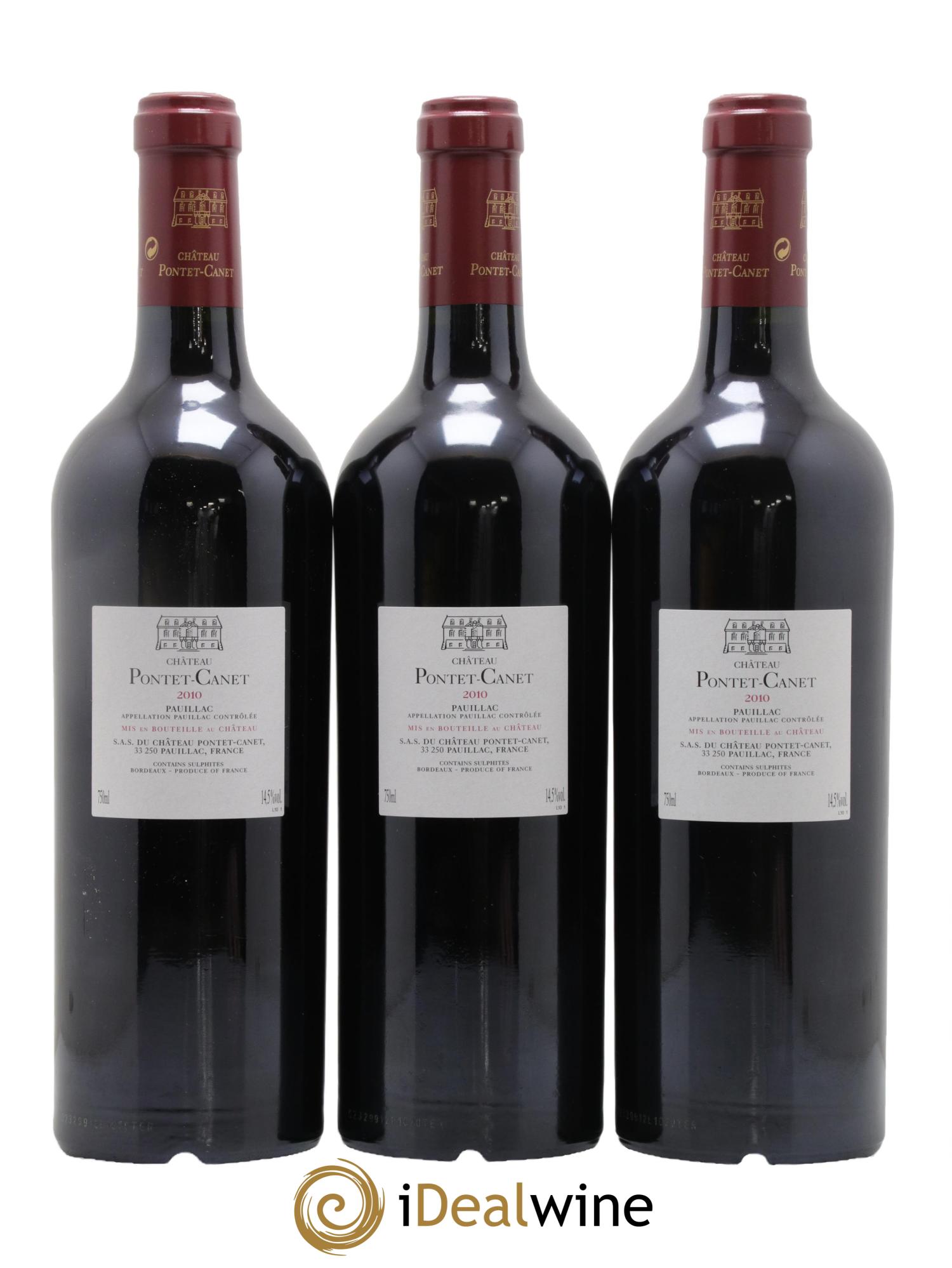 Château Pontet Canet 5ème Grand Cru Classé 2010 - Lot de 3 bouteilles - 1