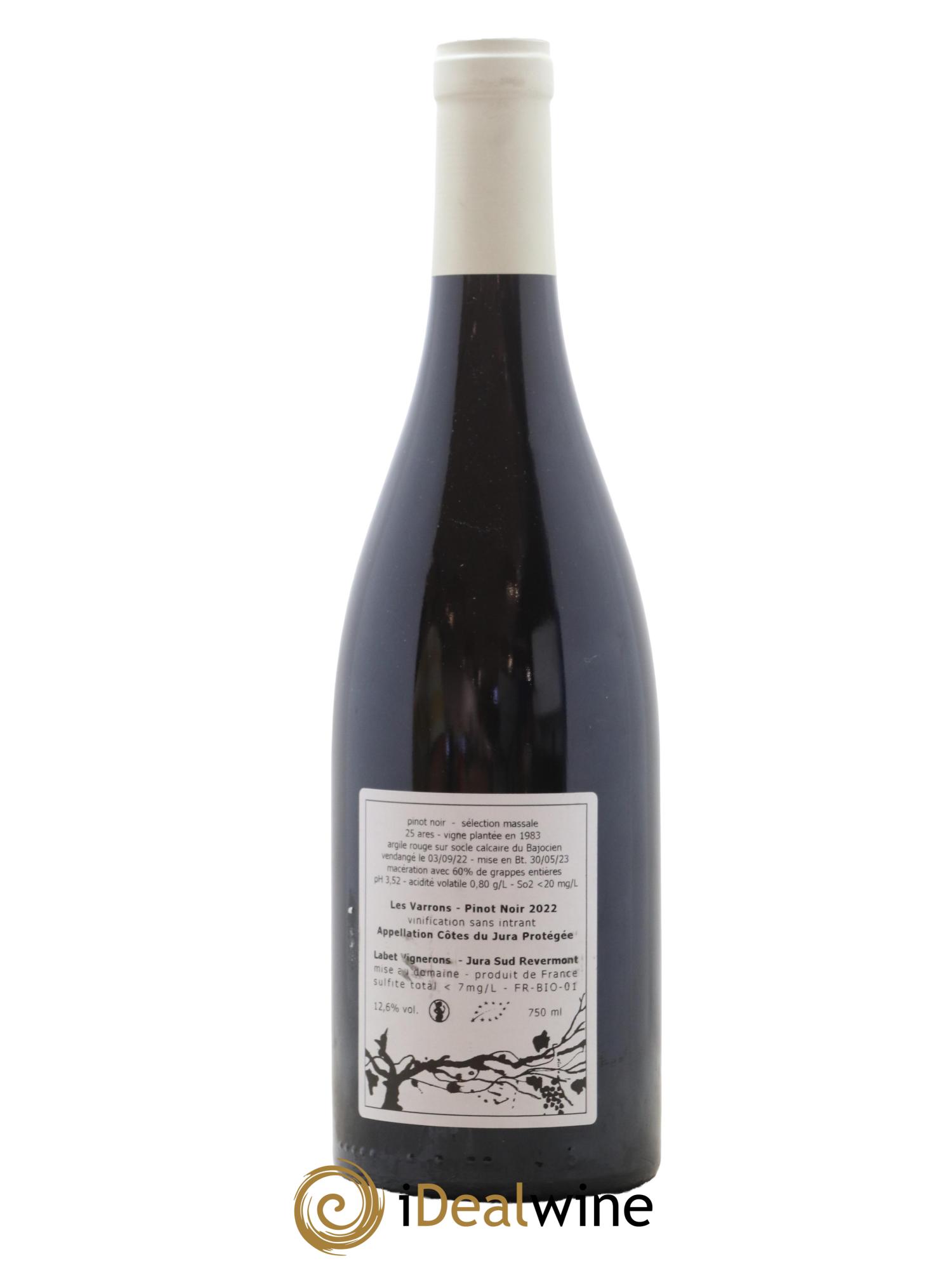 Côtes du Jura Pinot Noir Les Varrons Sélection Massale Romain - Julien  - Charline Labet 2022 - Lot de 1 bouteille - 1