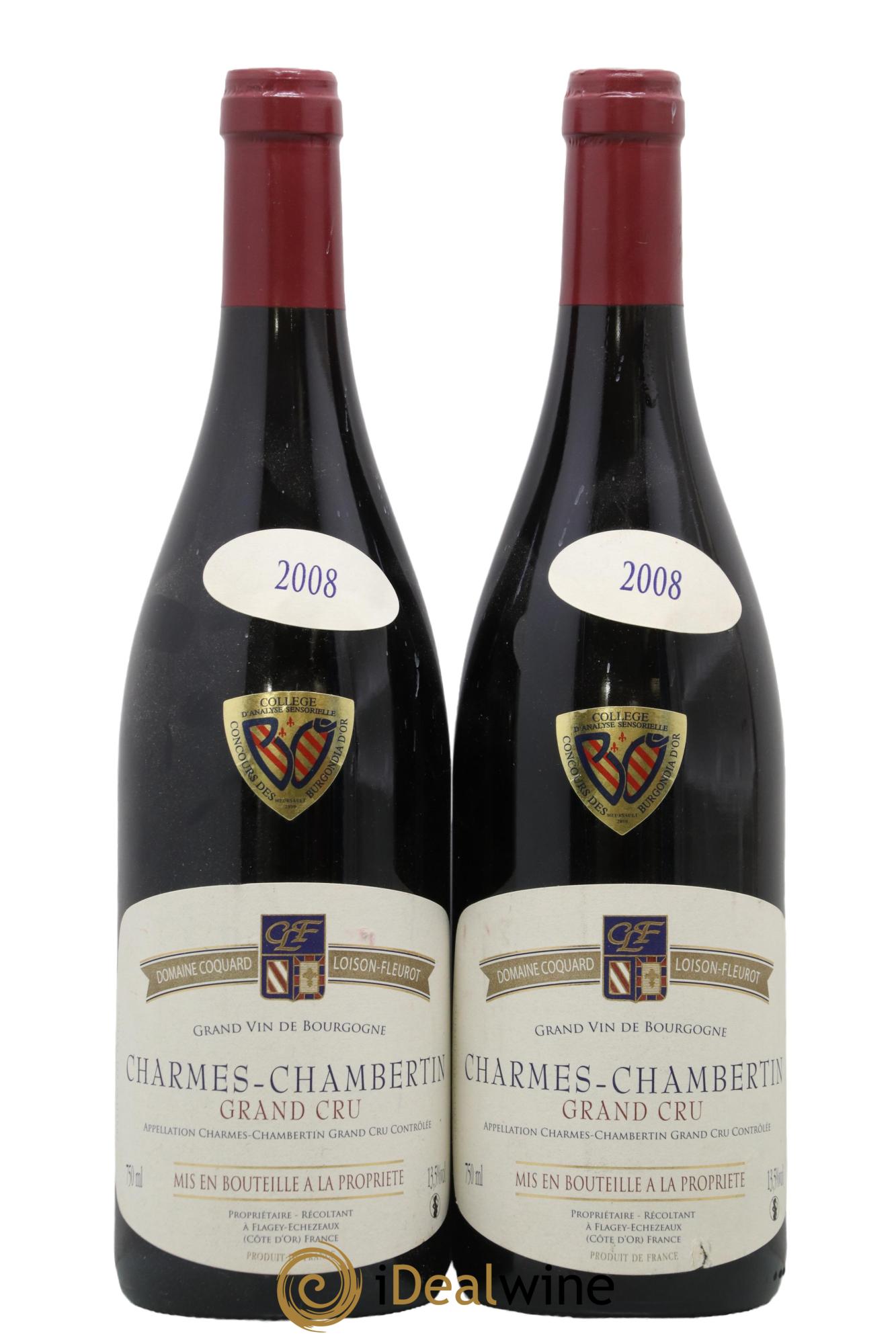 Charmes-Chambertin Grand Cru Coquard Loison-Fleurot 2008 - Lot de 2 bouteilles - 0