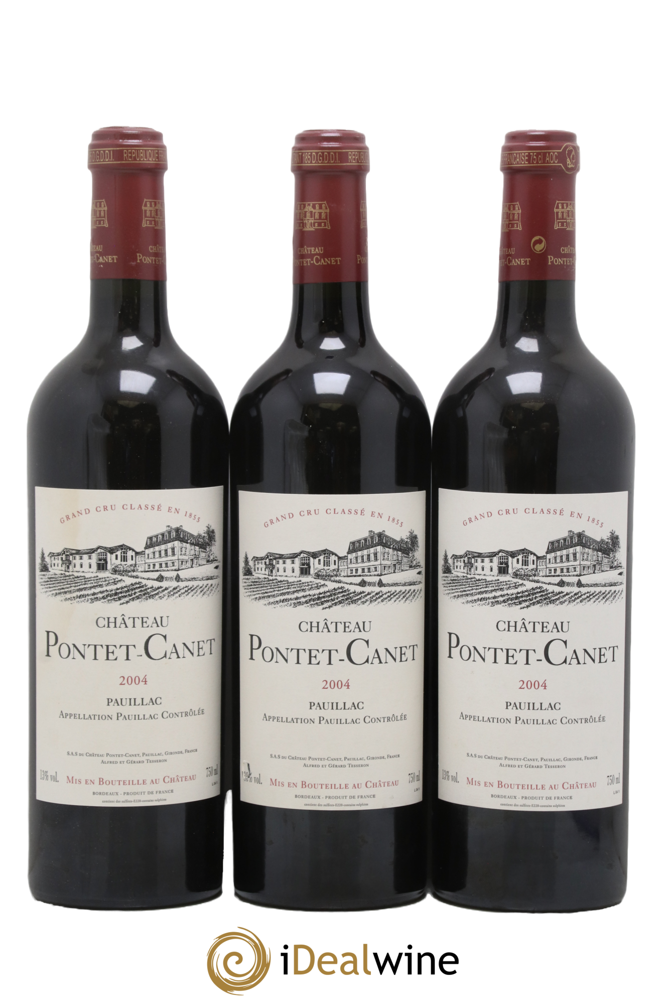Château Pontet Canet 5ème Grand Cru Classé 2004 - Lot de 3 bouteilles - 0