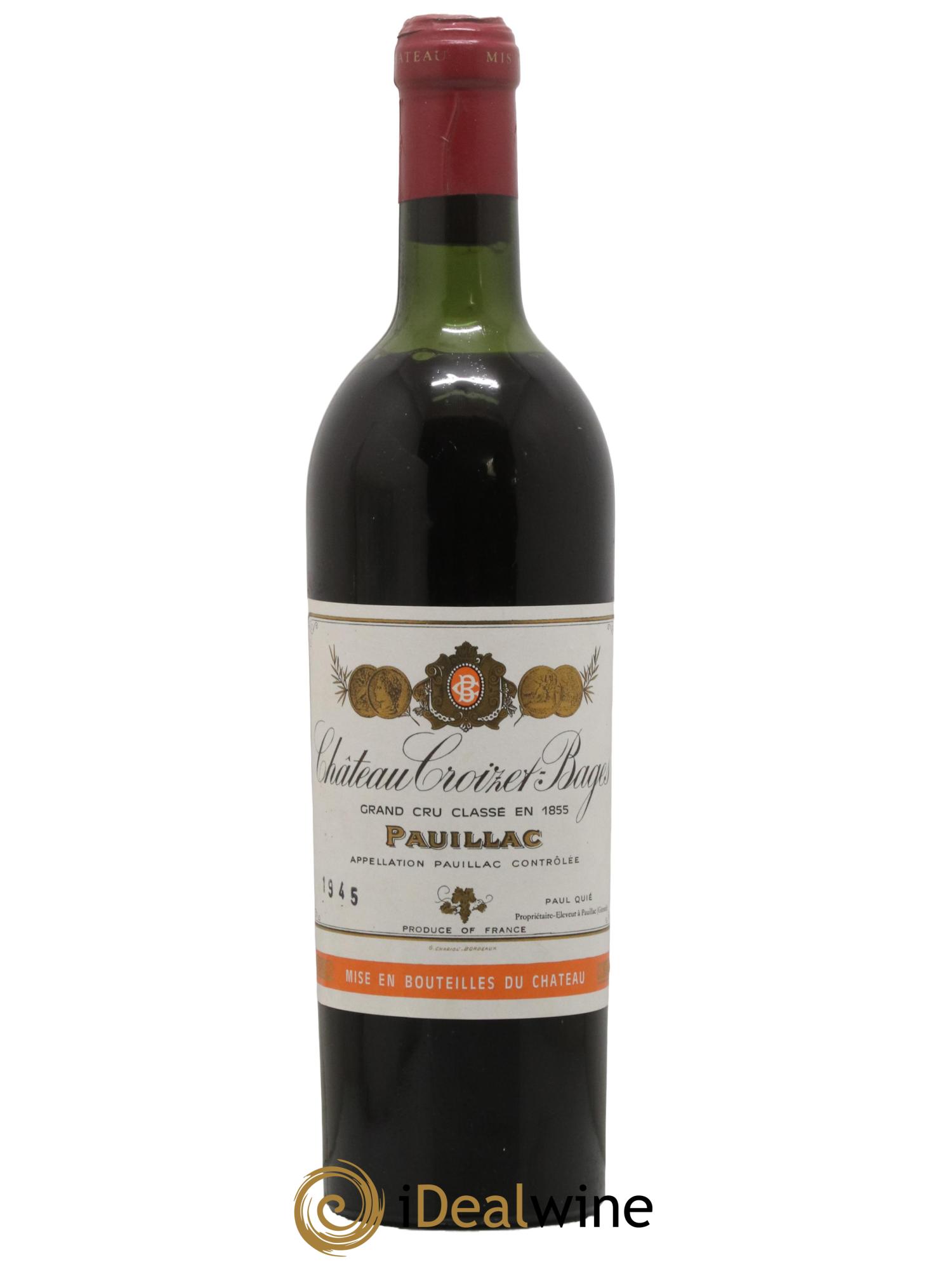 Château Croizet Bages 5ème Grand Cru Classé 1945 - Lot de 1 bouteille - 0