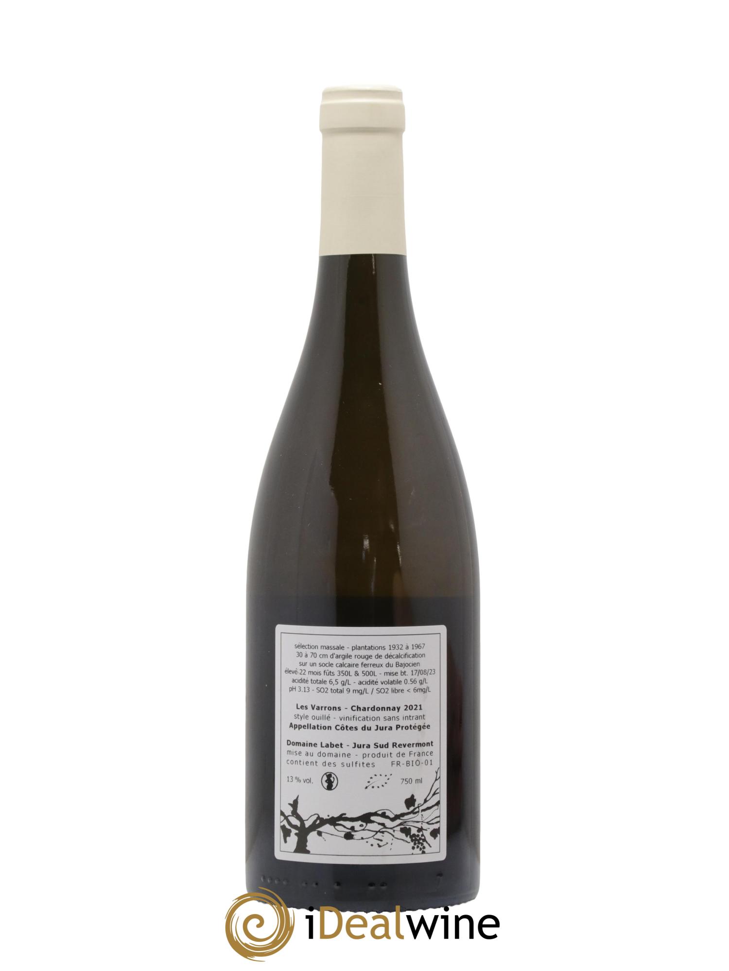 Côtes du Jura Chardonnay Les Varrons Romain - Julien - Charline Labet 2021 - Lot de 1 bouteille - 1