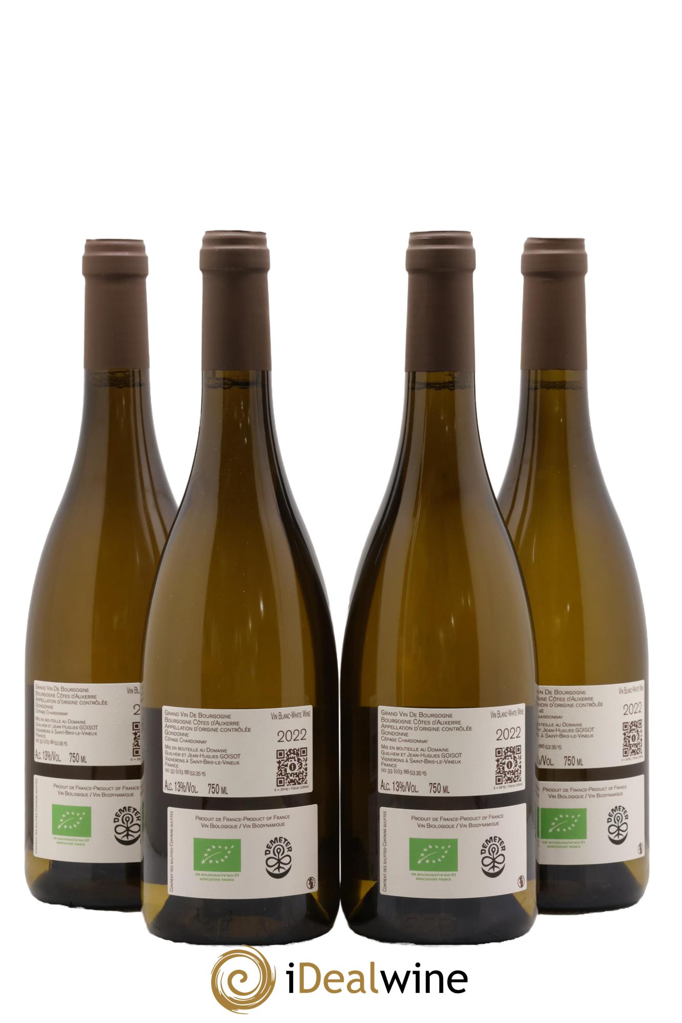Bourgogne Côtes d'Auxerre Gondonne Goisot 2022 - Lot de 4 bouteilles - 1