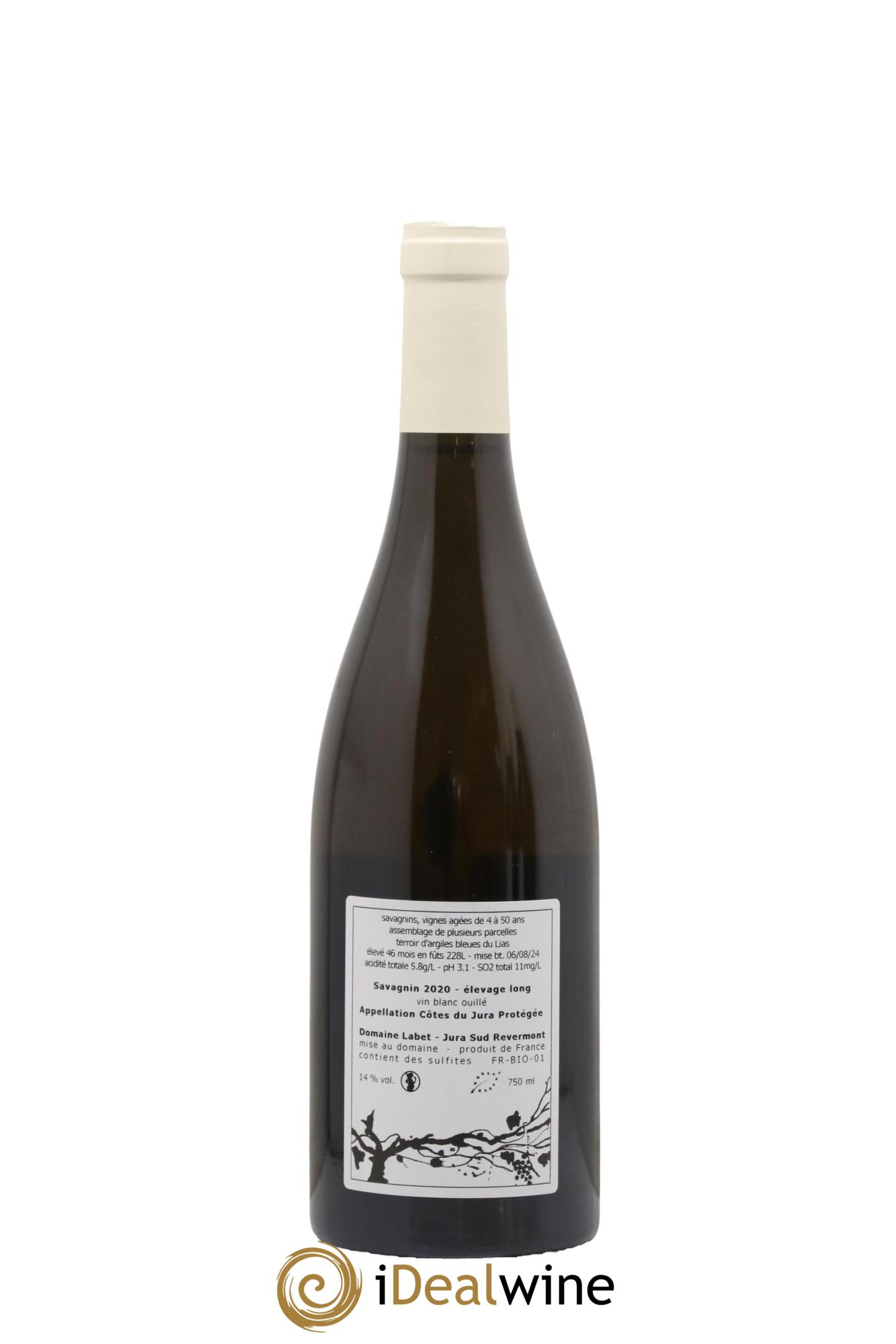 Côtes du Jura Savagnin en Chalasse Elevage Long Romain - Julien - Charline Labet 2020 - Lot de 1 bouteille - 1
