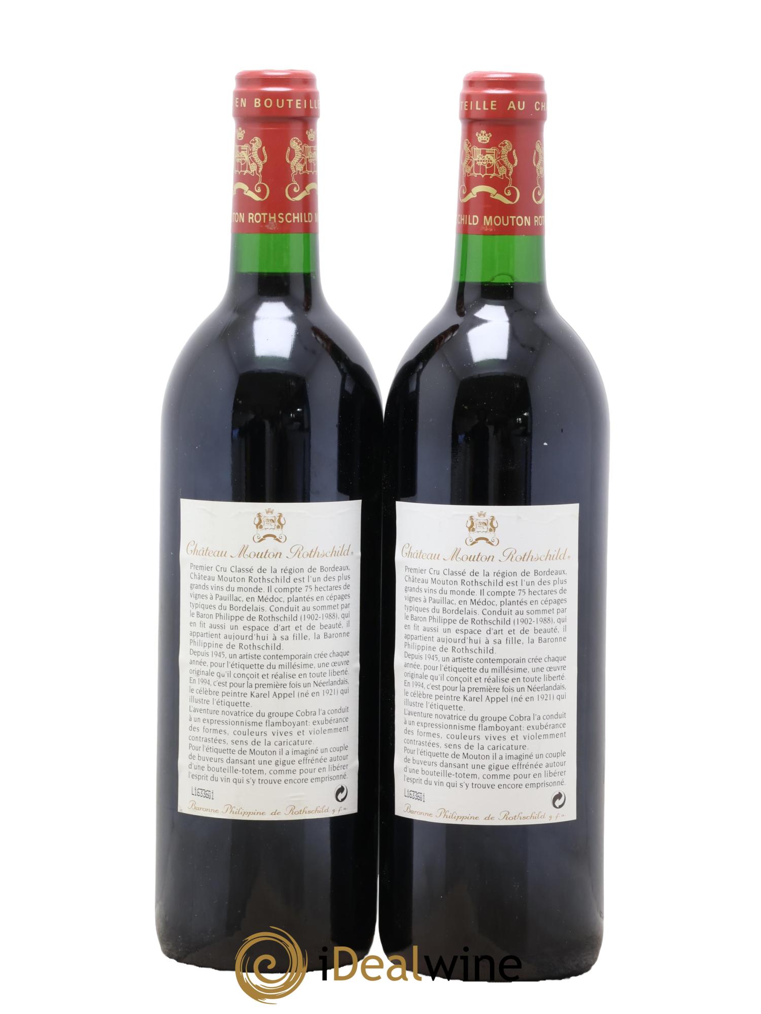 Château Mouton Rothschild 1er Grand Cru Classé 1994 - Lot of 2 bottles - 1