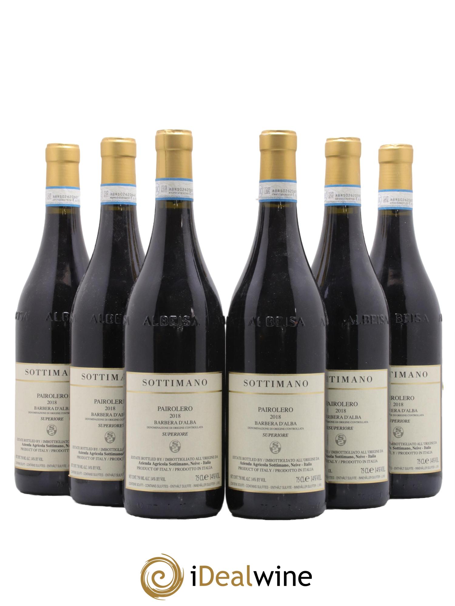 Barbera d'Alba Pairolero Sottimano 2018 - Lot de 6 bouteilles - 0