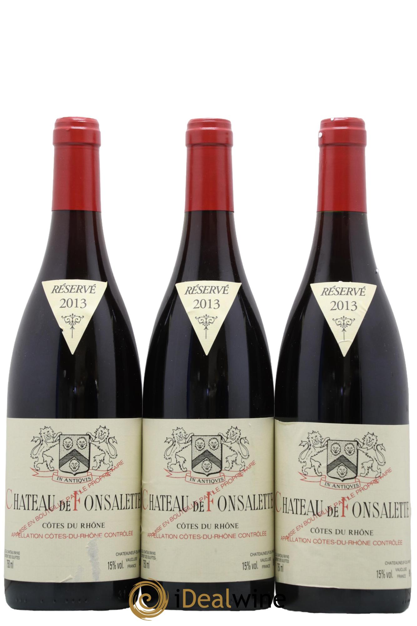 Côtes-du-Rhône Château de Fonsalette Emmanuel Reynaud 2013 - Lot de 3 bouteilles - 0
