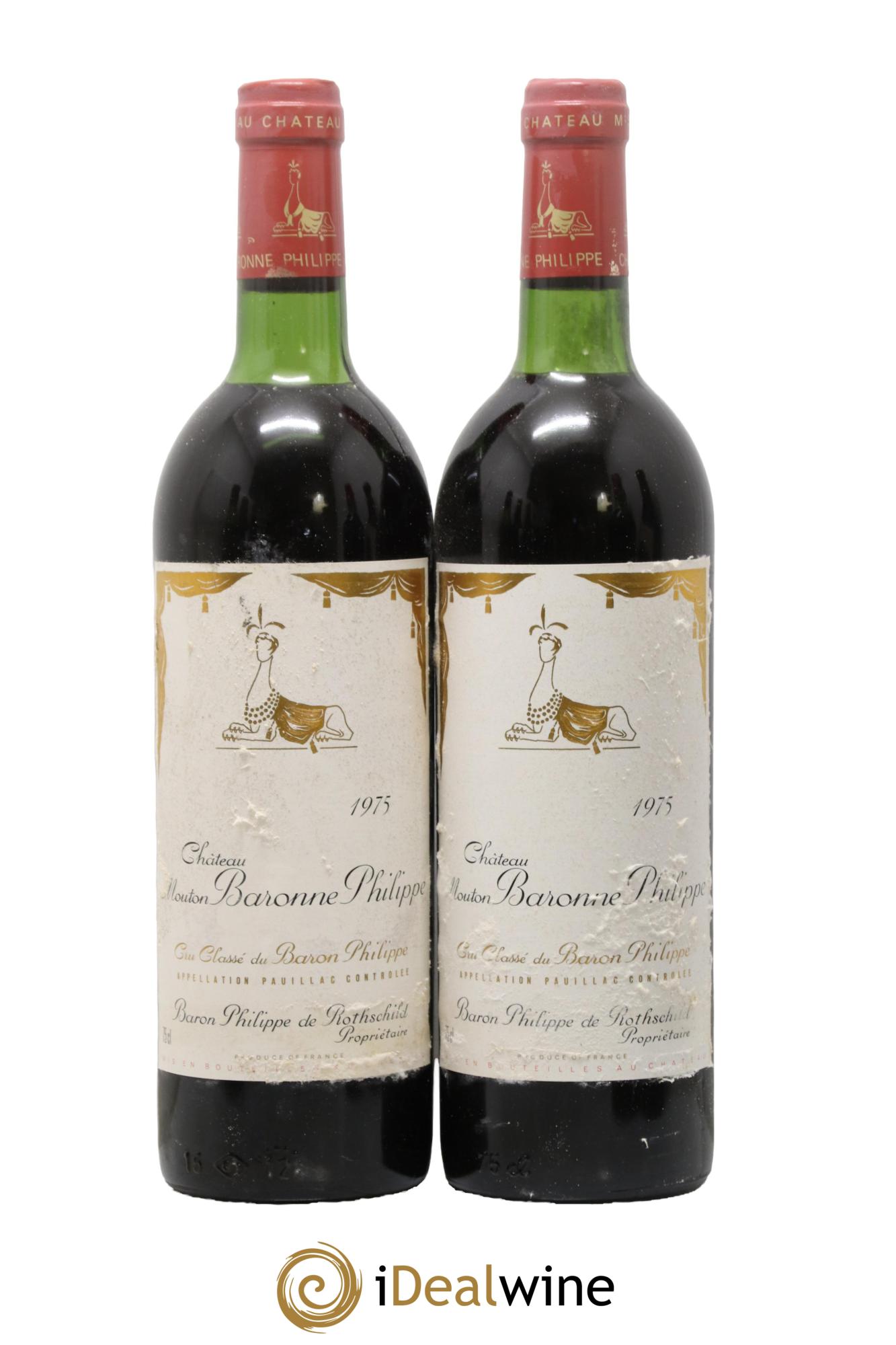 Château d' Armailhac - Mouton Baron(ne) Philippe 5ème Grand Cru Classé 1975 - Lot de 2 bouteilles - 0