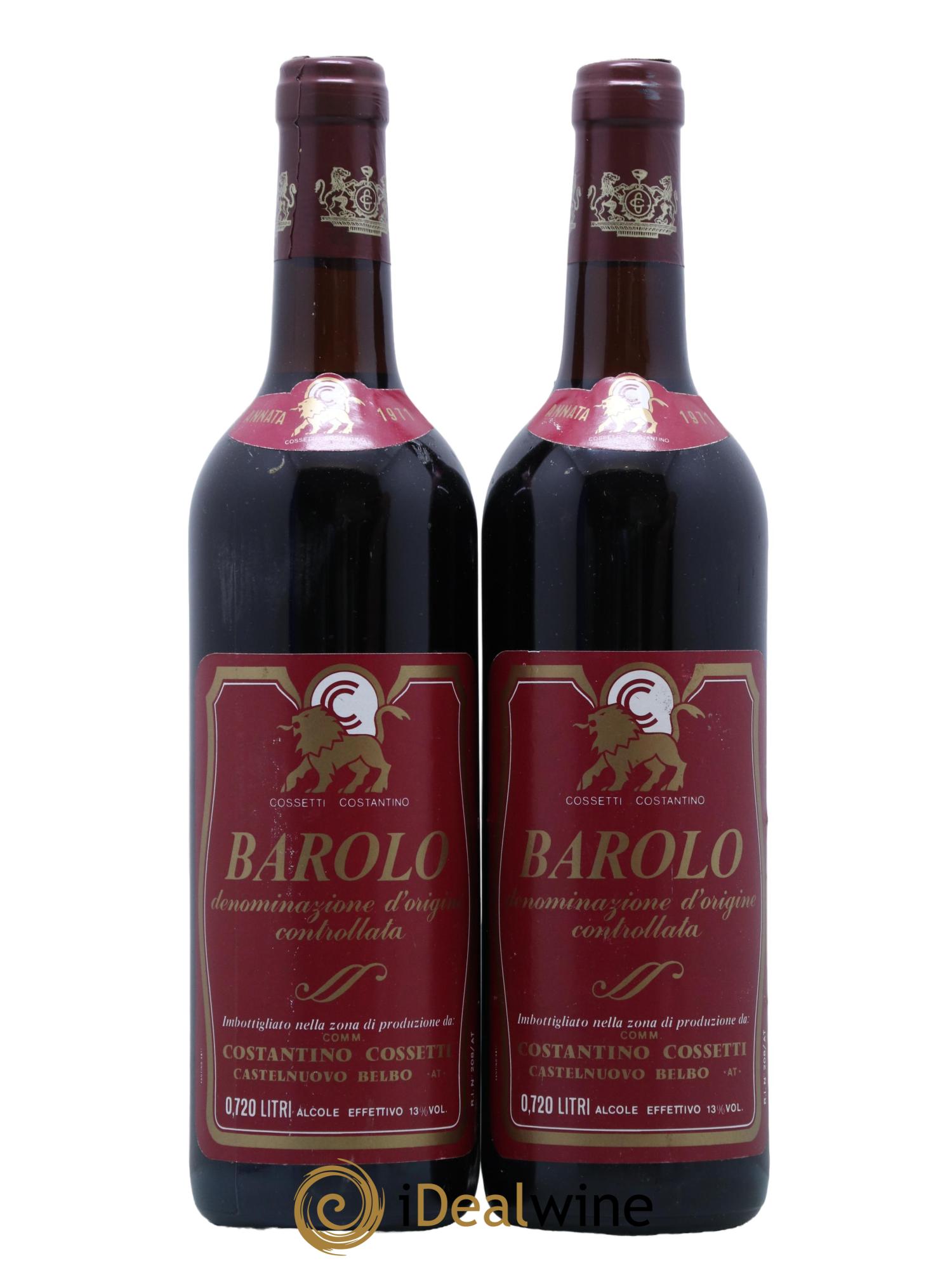Barolo Constantino Cossetti 1971 - Lot de 2 bouteilles - 0