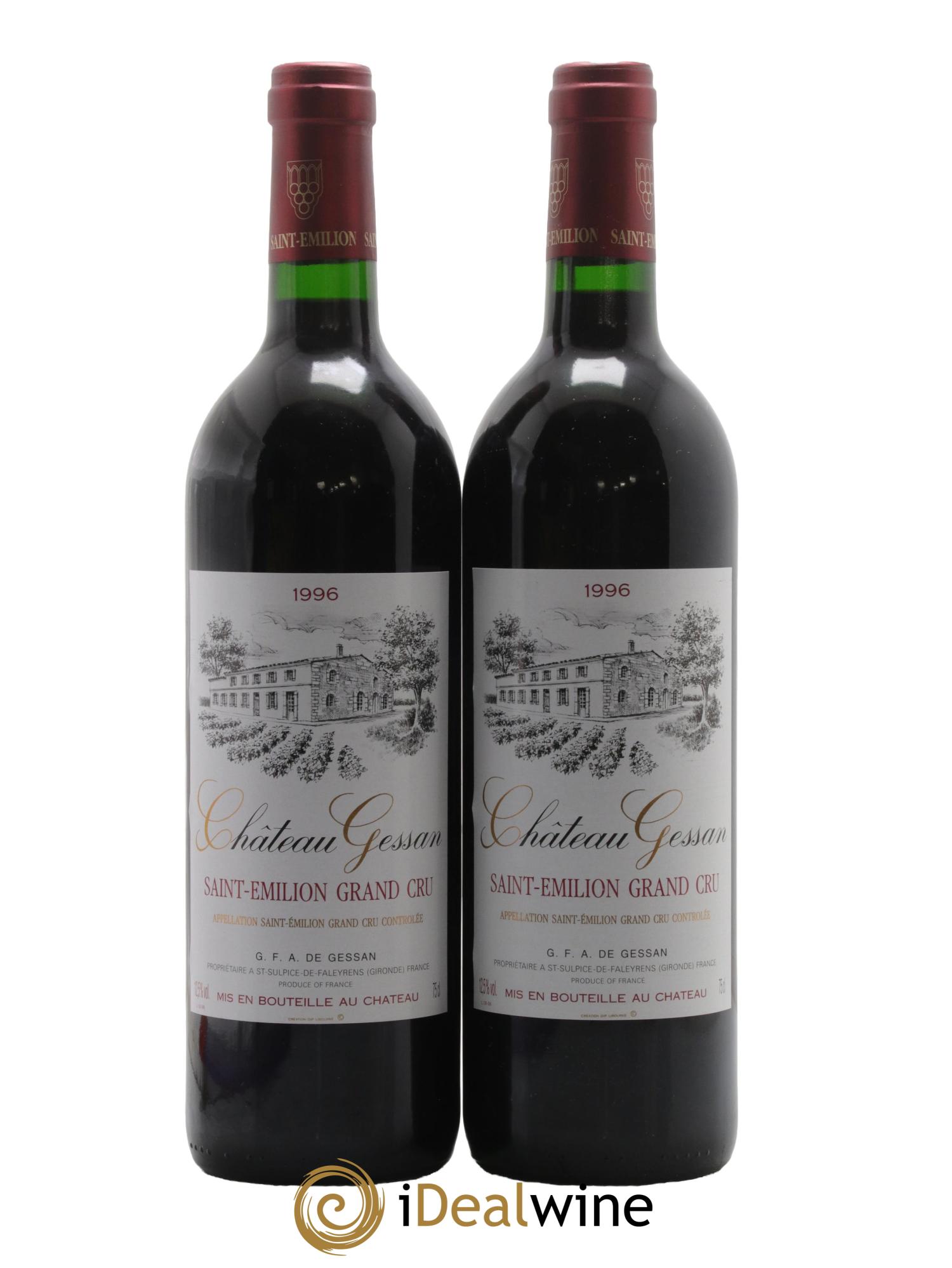 Saint-Émilion Grand Cru Château Gessan 1996 - Lotto di 2 bottiglie - 0