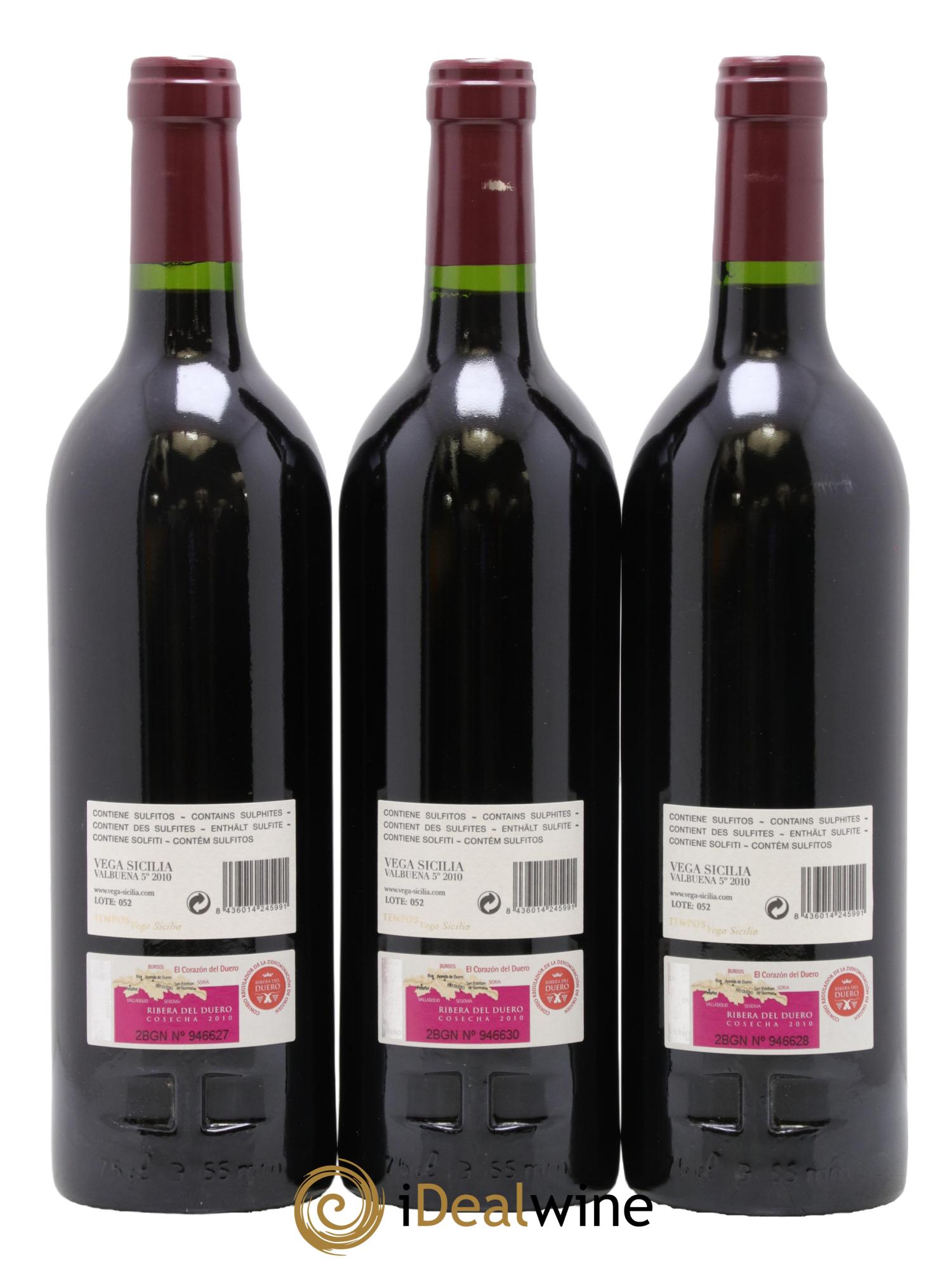 Ribera Del Duero DO Vega Sicilia Valbuena 5 ano Famille Alvarez 2010 - Lot of 6 bottles - 2