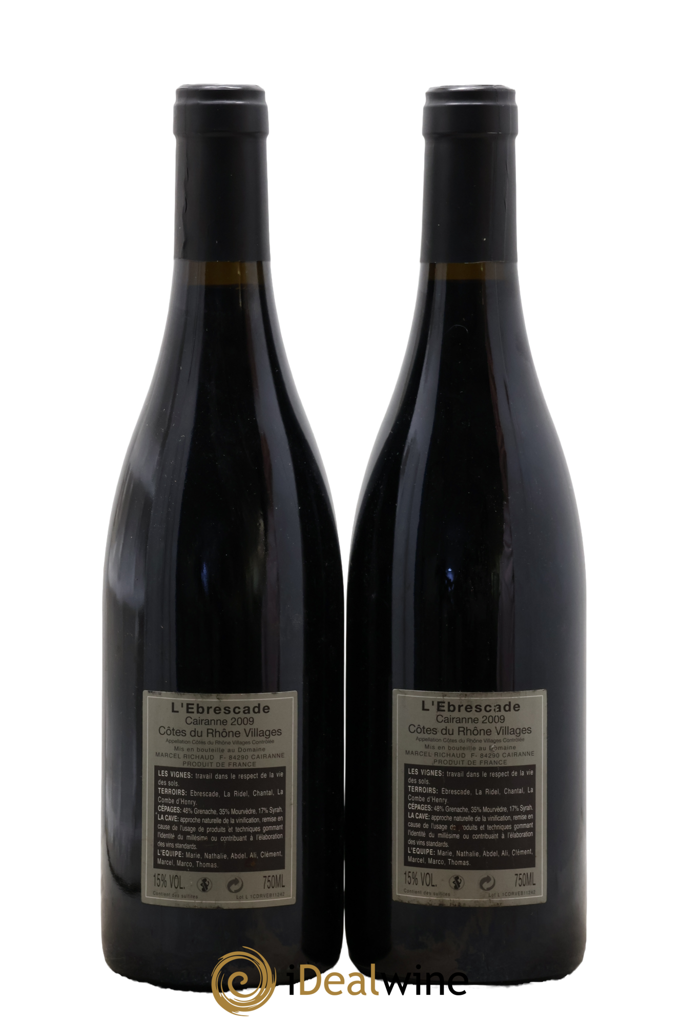 Cairanne Ebrescade Marcel Richaud 2009 - Lot de 2 bouteilles - 1