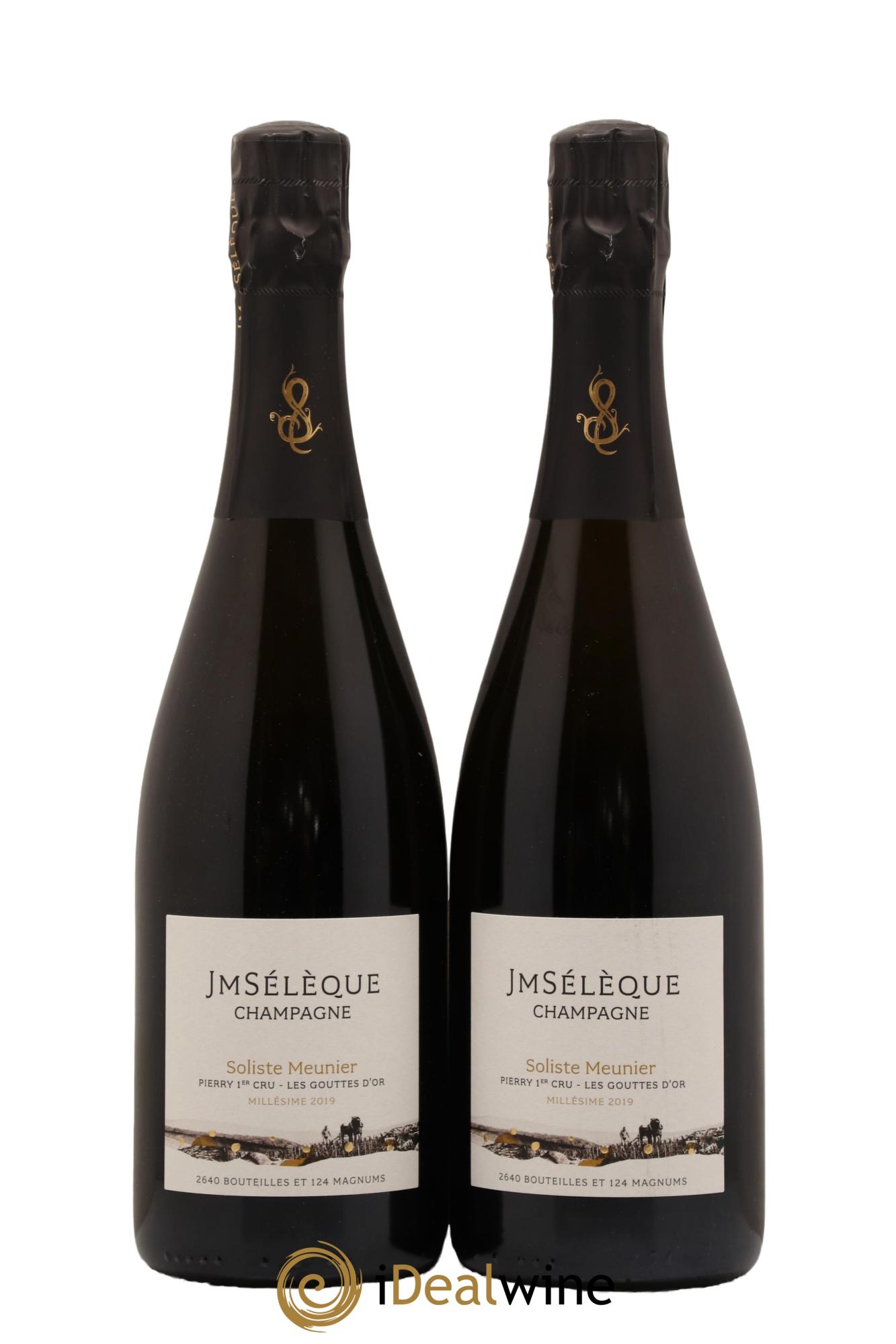 Champagne Extra Brut 1er Cru Soliste Meunier Les Gouttes d Or Jean Marc Seleque 2019 - Lot de 2 bouteilles - 0