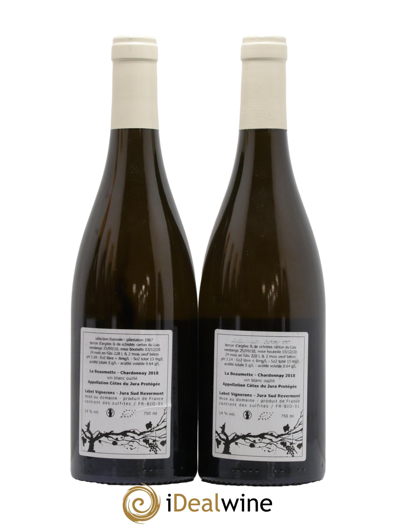 Côtes du Jura Chardonnay La Beaumette Labet (Domaine) 2018 - Lot de 2 bouteilles - 1