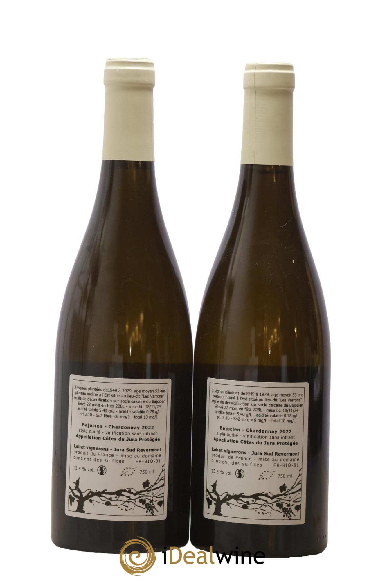 Côtes du Jura Chardonnay Bajocien Romain - Julien  - Charline Labet 2022 - Lotto di 2 bottiglie - 1