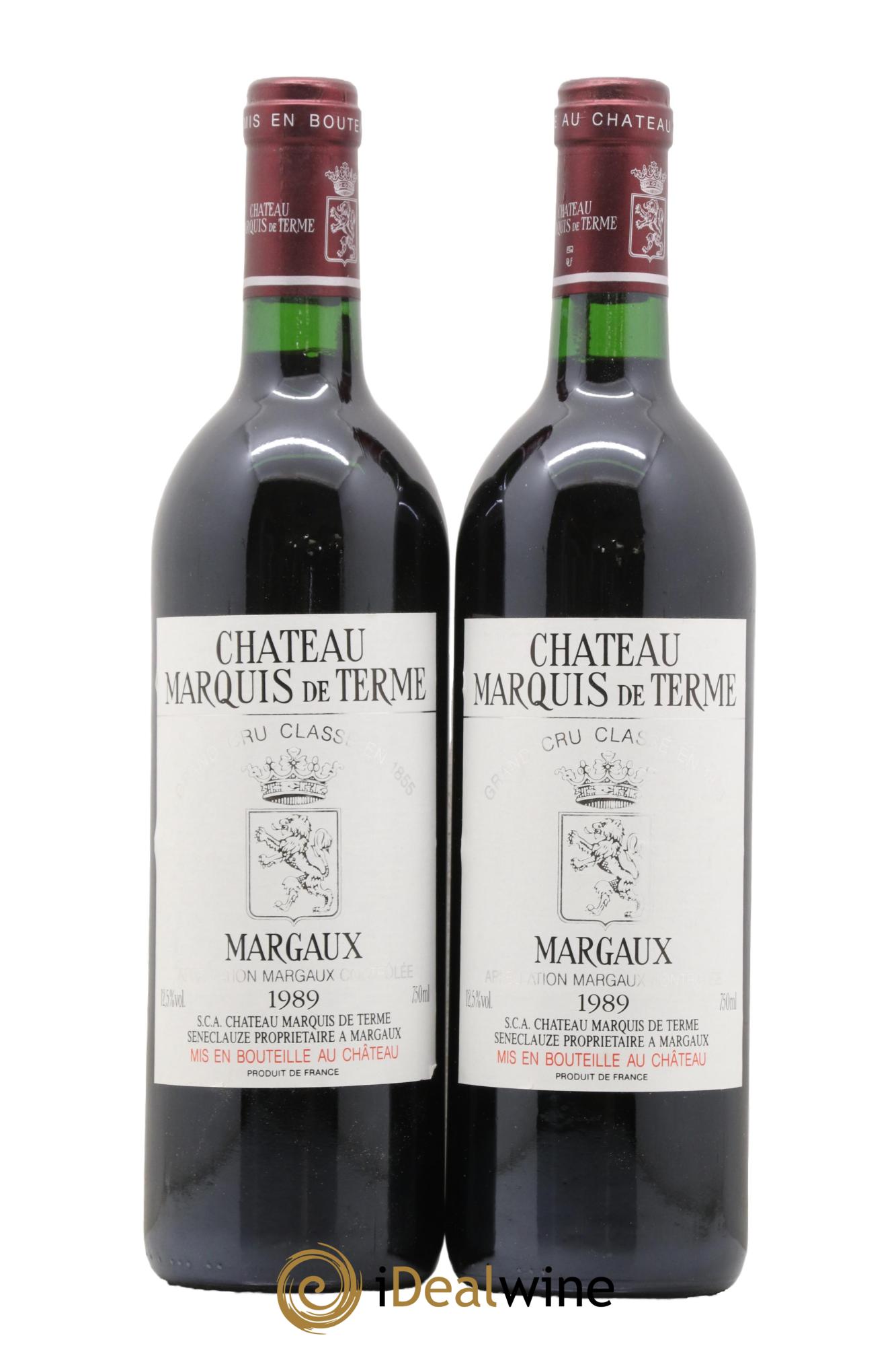 Château Marquis de Terme 4ème Grand Cru Classé 1989 - Lot de 2 bouteilles - 0