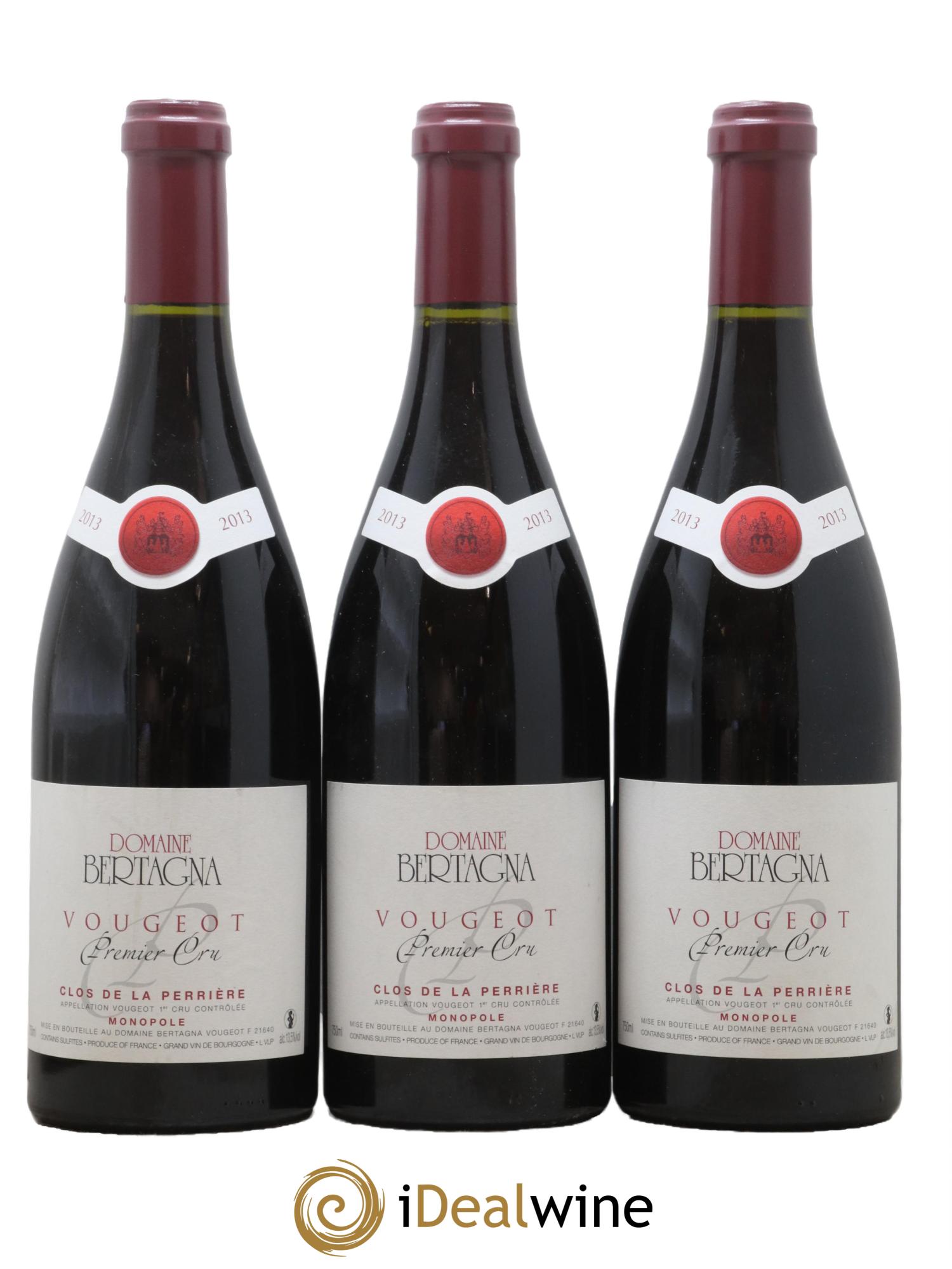 Vougeot 1er Cru Clos de La Perrière Monopole Bertagna 2013 - Lot de 3 bouteilles - 0