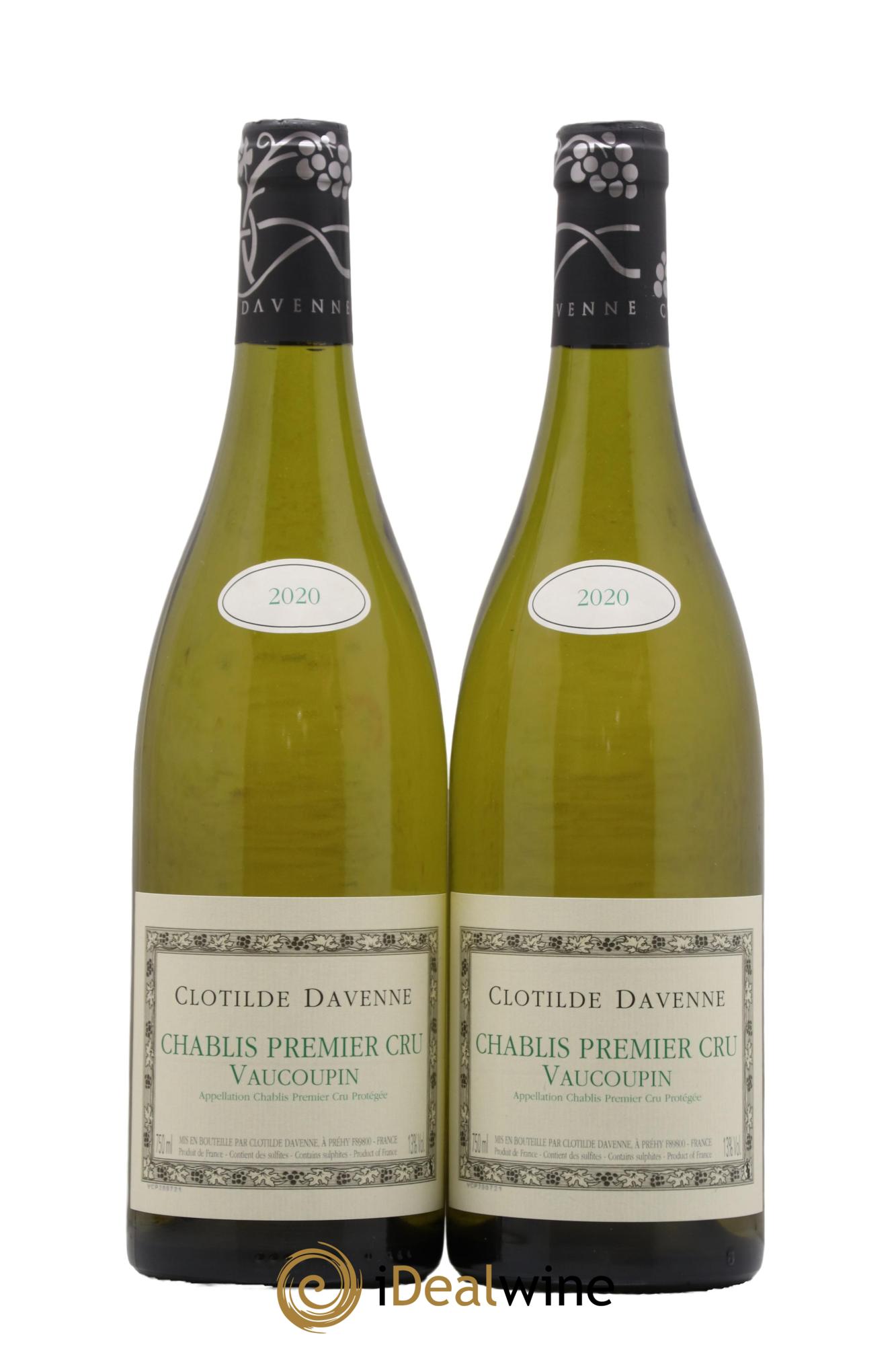 Chablis 1er Cru Vaucoupin Clotilde Davenne 2020 - Lot de 2 bouteilles - 0
